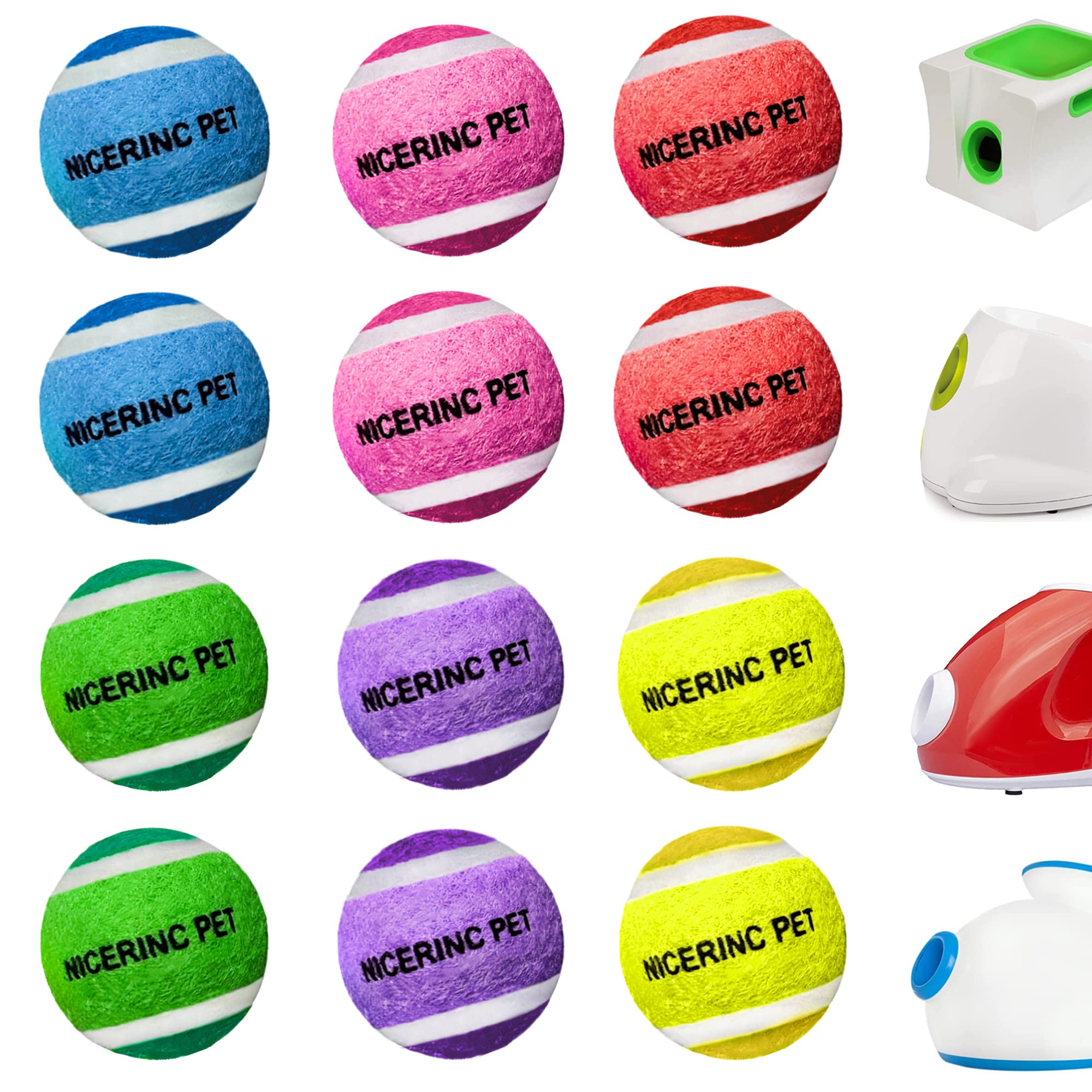 Nicerinc Pet XSmall Dog Tennis Balls Dog Toys Ball Interior Bell 1.5 Pack Of 12, Fit Ball Launchers