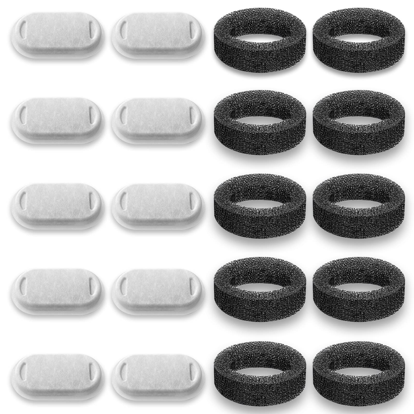 Samanija 10-Pack Filters, Compatible With Tomxcute 108Oz/3.2L Pet Fountain,For Petlibro 67Oz/2L Stainless Steel Cat Water Fountain With Sponges