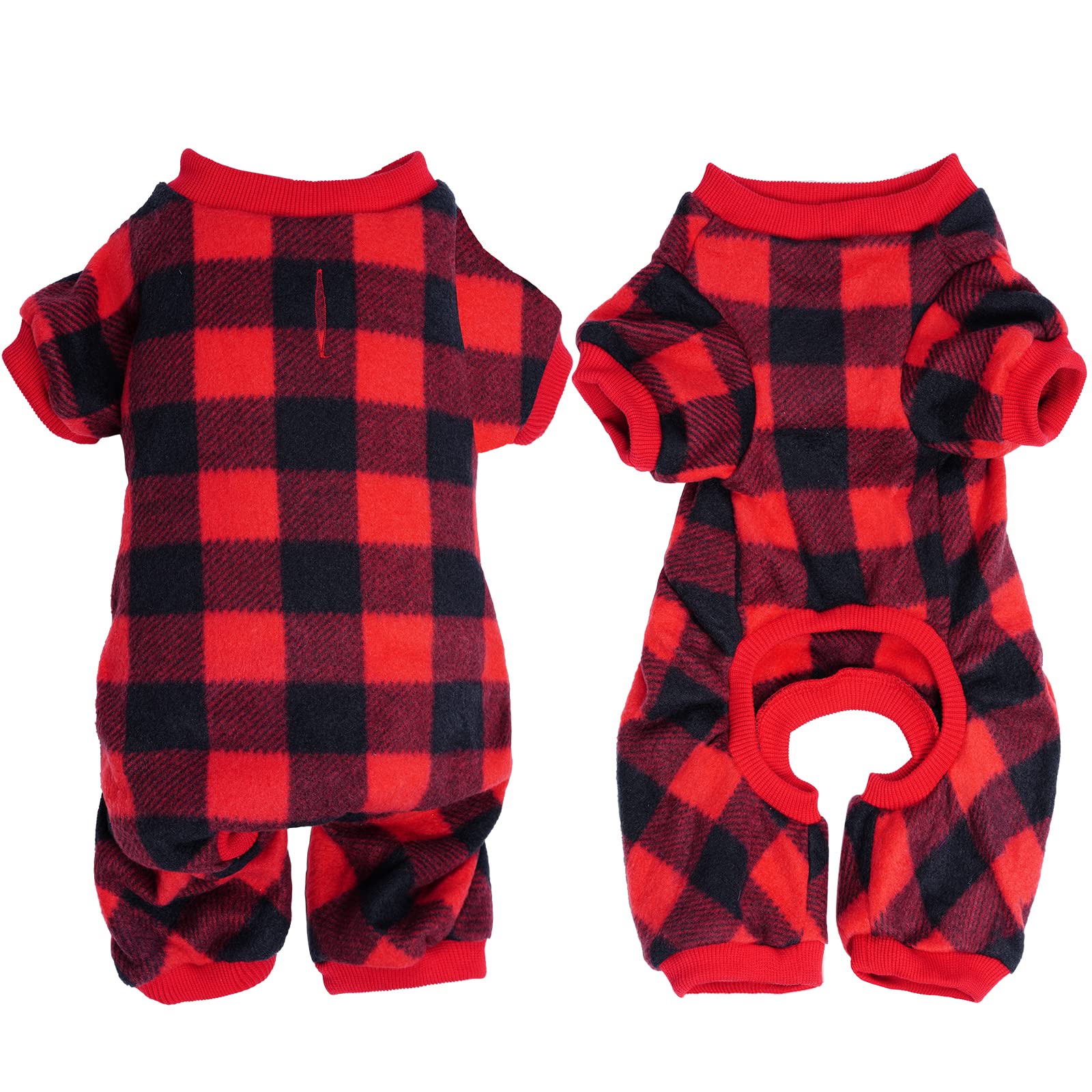 Topbuti Pet Christmas Pajamas Red Black Buffalo Plaid Jumpsuit Dog Cat Soft Winter Clothes Puppy Doggie Checkered Sweater Appare