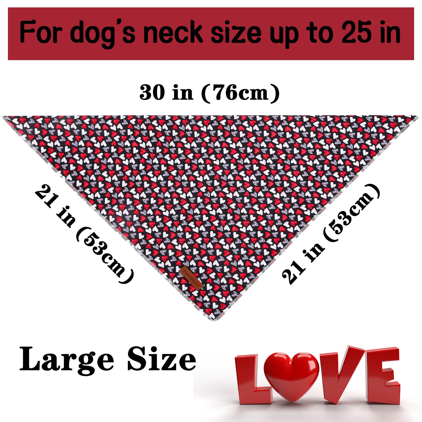 Unique Style Pawsvalentine'S Day Dog Bandanas Cotton Black & Red Gothic Love Style Triangle Dog Scarfs For Small Medium Large &