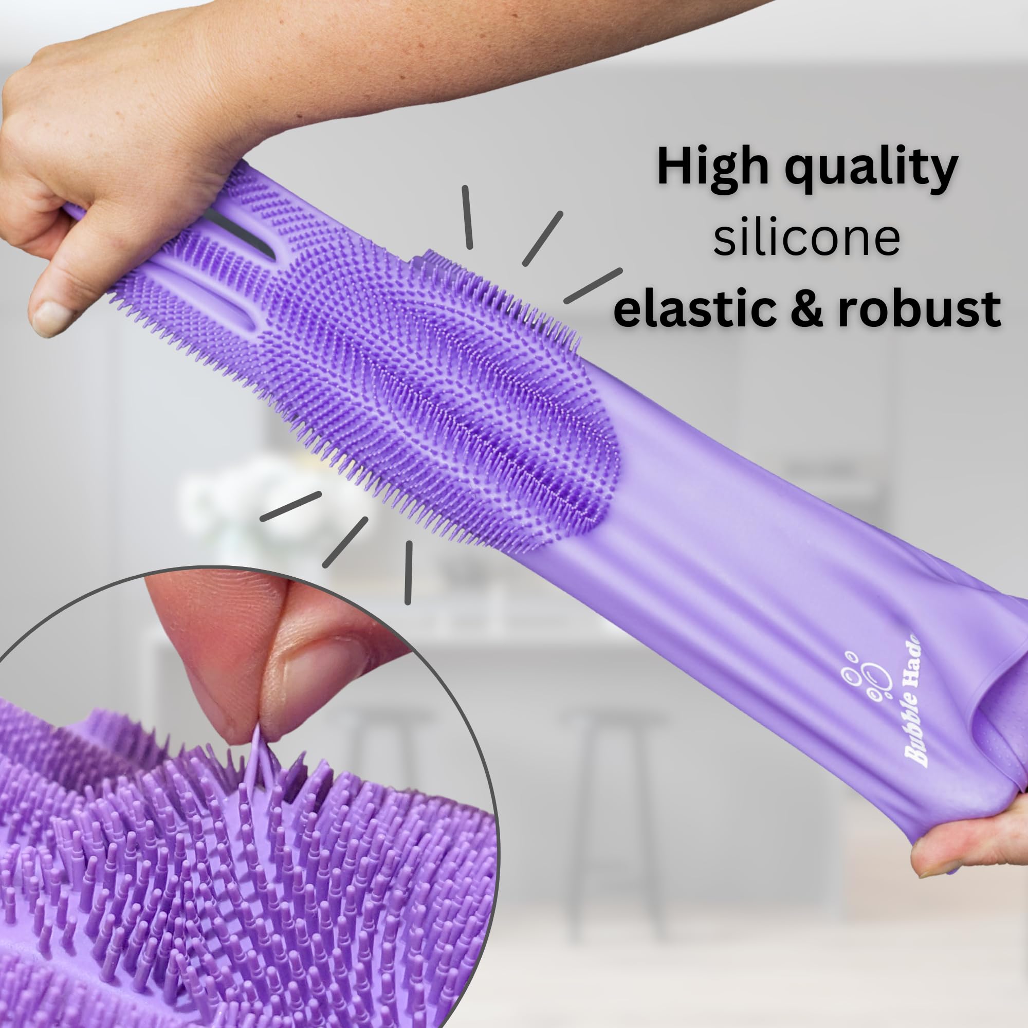 Bubble Hands Dog Washing Gloves With Bristle Scrubbers, Reusable Silicone Gloves Ideal For Pet Bathing, Massaging & Grooming (Pu
