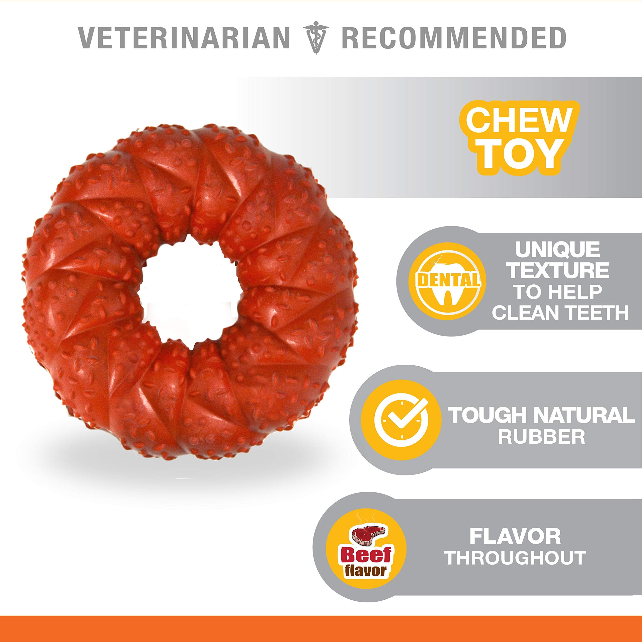 Nylabone Strong Chew Ring Braided Chew Toy For Dogs Beef Medium/Wolf (1 Count)