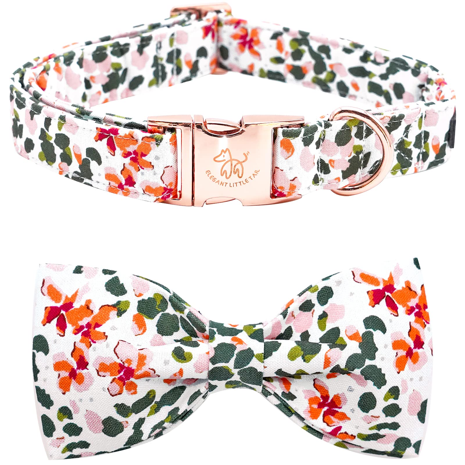 Elegant little tail Dog Collar, Dog Collar with Bowtie, Spring Flower Cute Pink Pet Collar Bow Dog Collars Gift Adjustable Dog C