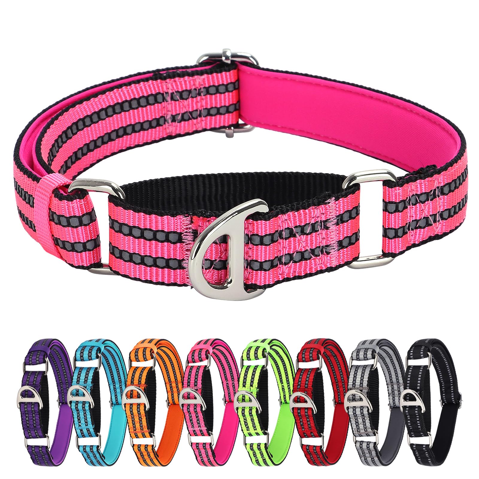 Reflective Martingale Collar For Medium Dogs With No Buckle,No Pull Choke Collar With Padded Comfort For Training, Walking & Ove
