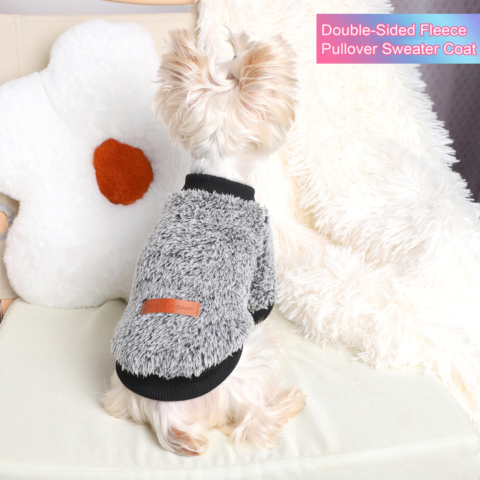 Kosiyi Glow Fleece Dog Clothes - Warm Pullover Dog Sweatshirt For Small Dogs, Winter Pet Coat, Cat Costume, Glow In Dark Female