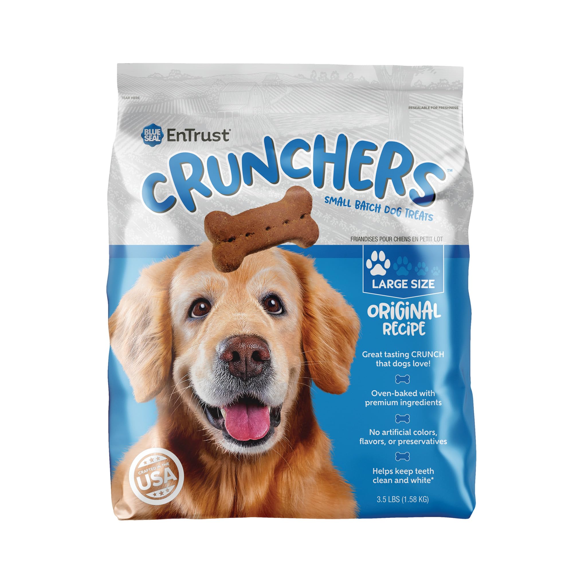 Blue Seal Kent Entrust Crunchers - Large Dog Treats, Original Recipe - Crunchy Oven Baked Biscuits with Premium Ingredients, Hea