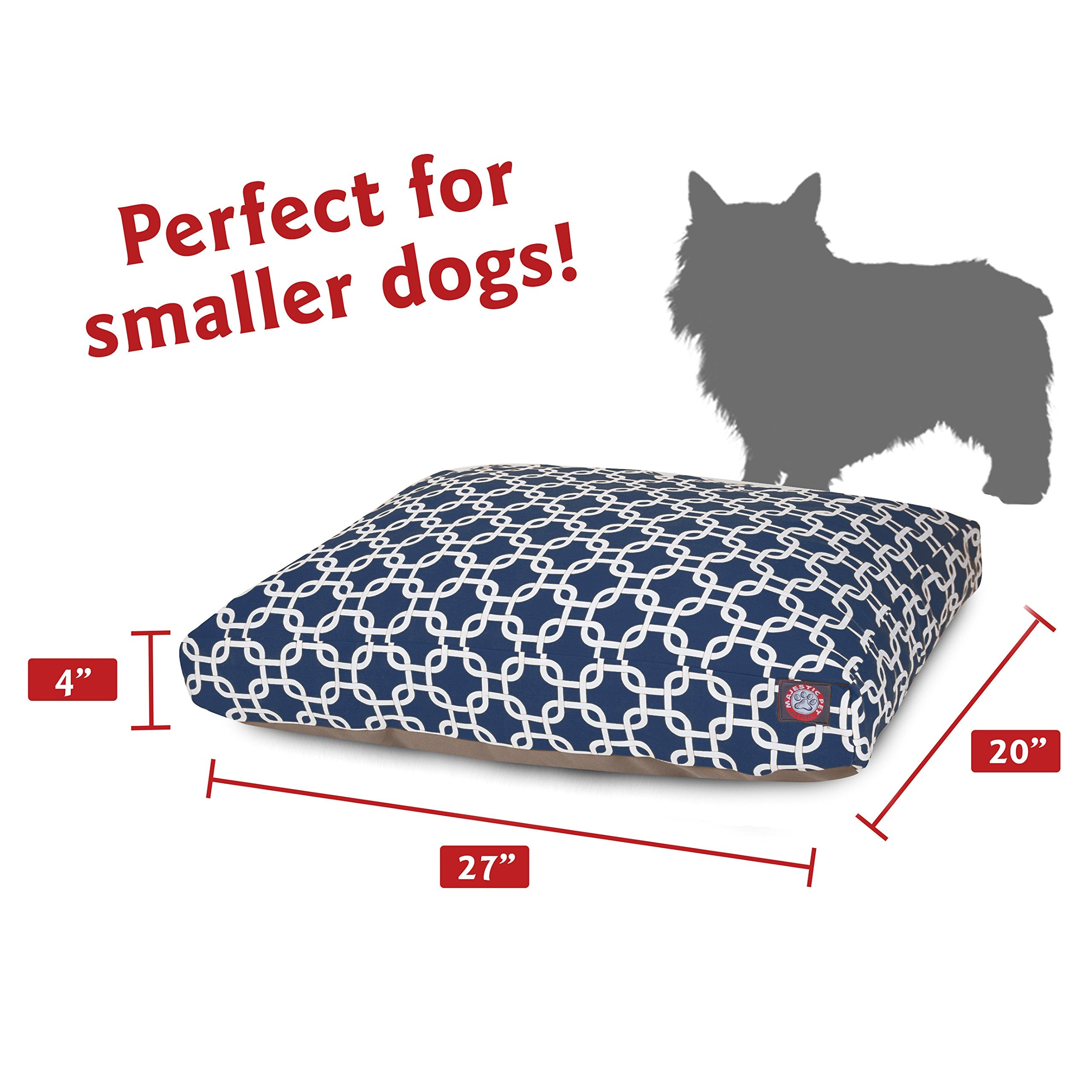 Navy Blue Links Small Rectangle Indoor Outdoor Pet Dog Bed With Removable Washable Cover By Majestic Pet Products