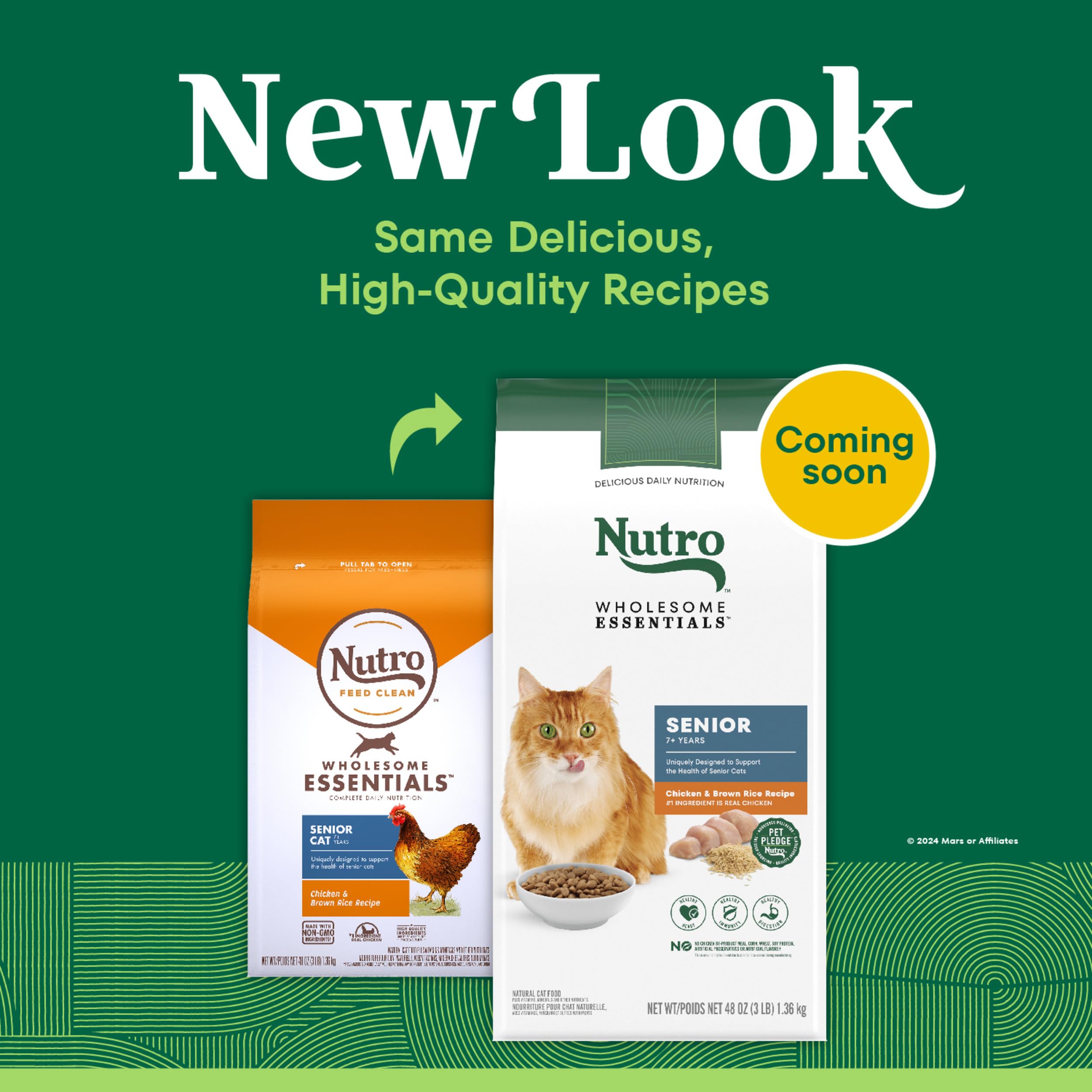 Nutro Wholesome Essentials Senior Dry Cat Food, Chicken & Brown Rice Recipe, 3 lb. Bag