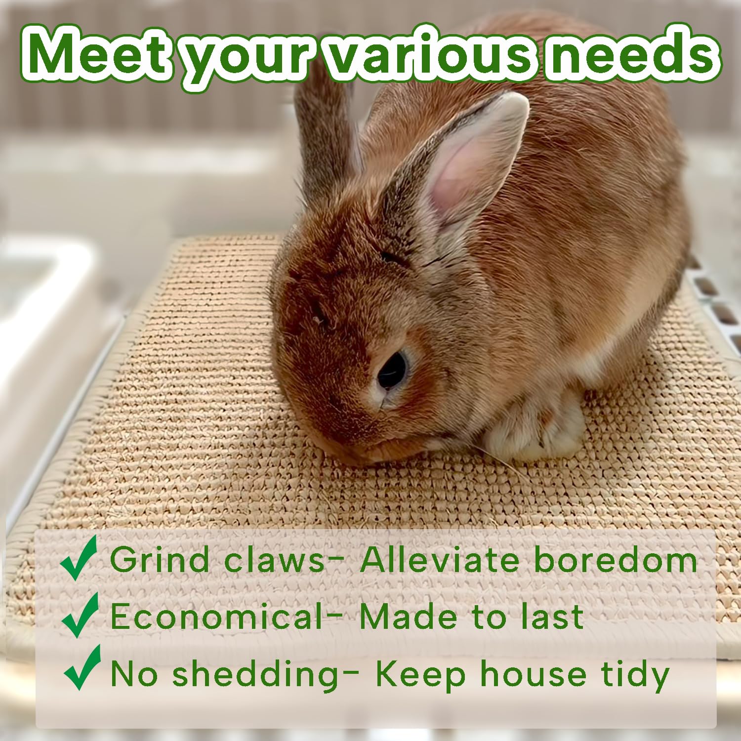 Keyide 2Pcs Rabbit Scratching Pad, Natural Sisal Bunny Scratch Mats For Nails Grinding Claw Boards For Cage Pet Guinea Pigs Chin