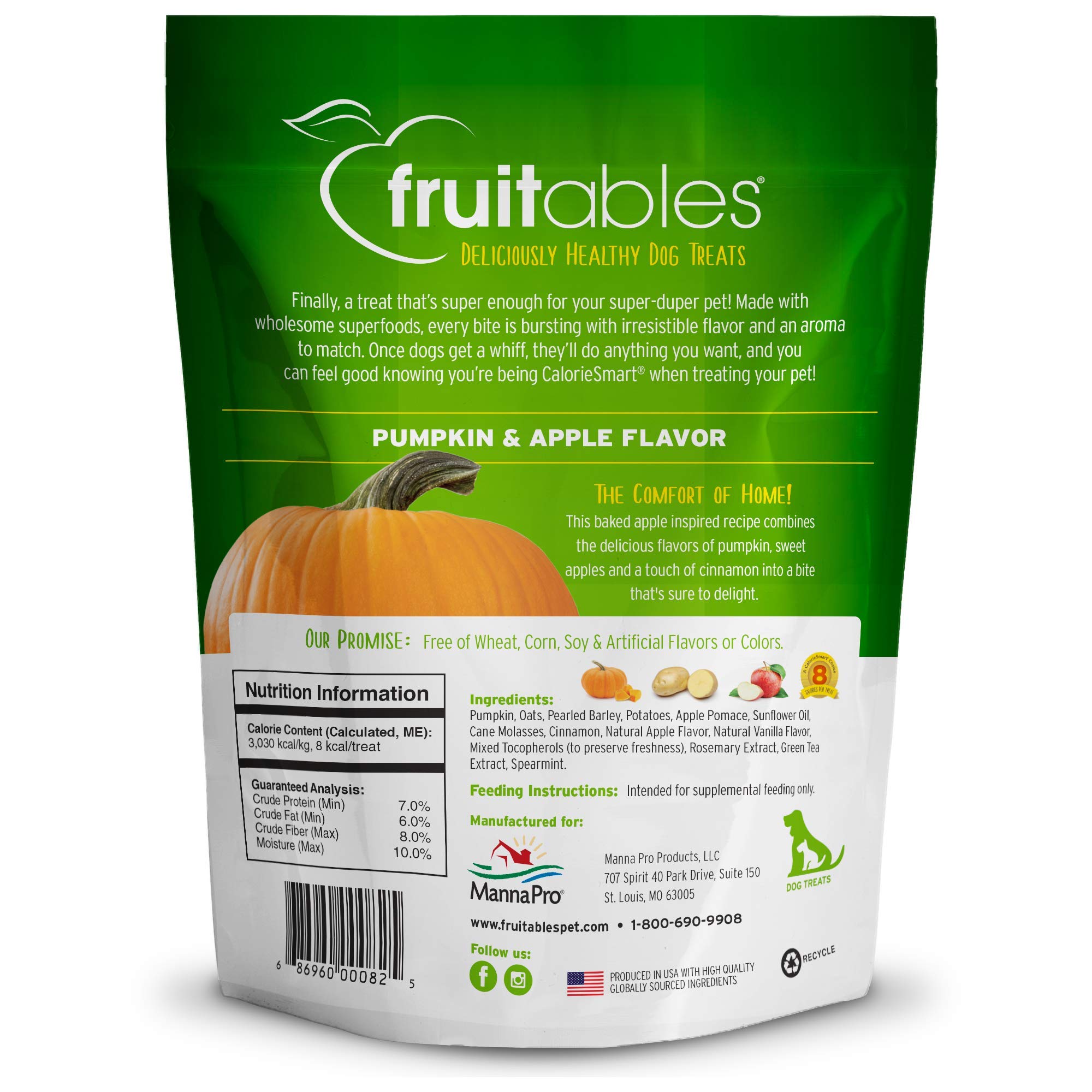 Fruitables Baked Dog Treats ?Pumpkin And Apple ?Dry Biscuit ?12Oz