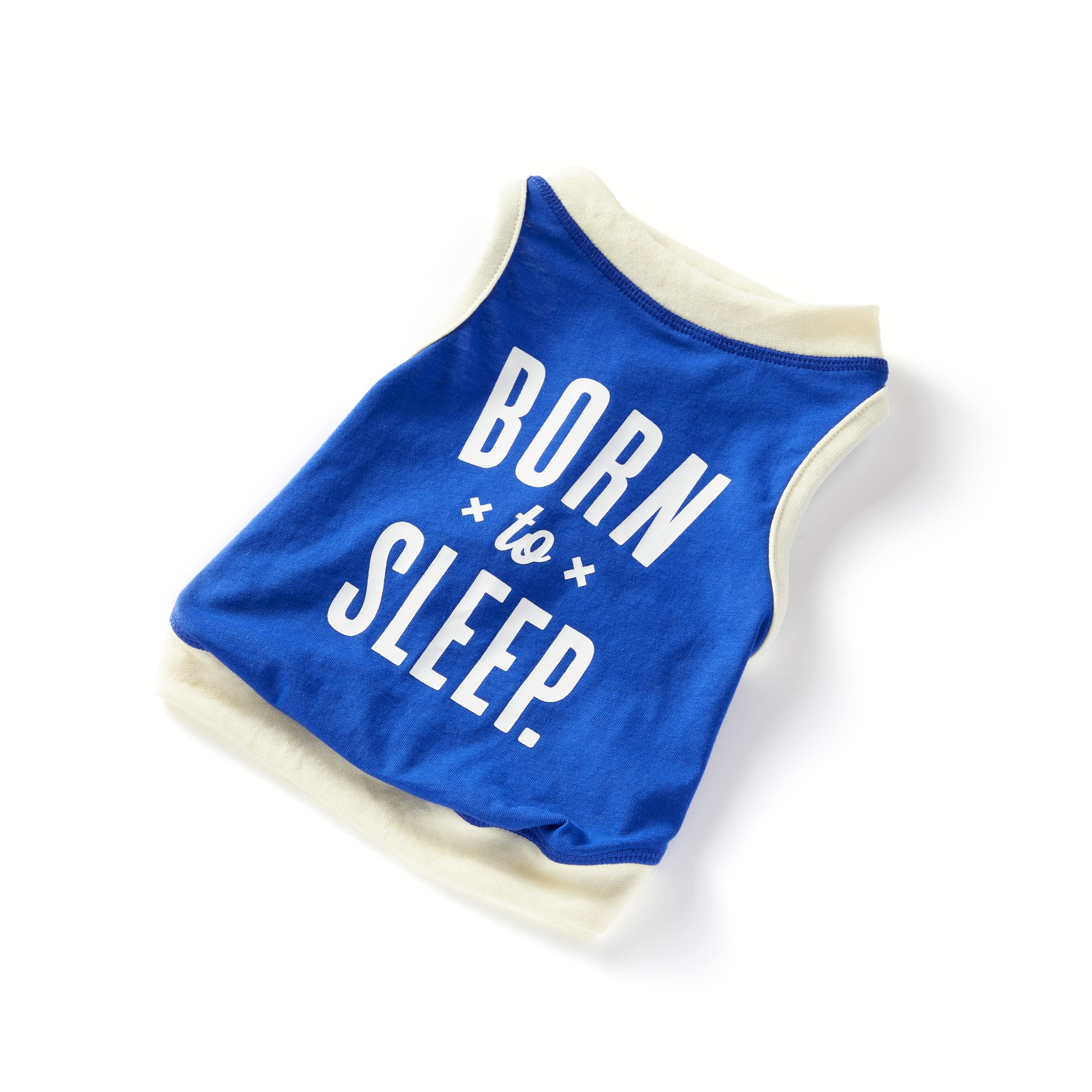 Brass Monkey Born To Sleep Dog Tank; Pre-Shrunk Cotton Pet Muscle Tank; Small (16' Chest); Cute Dog Accessories With Eye-Catchi