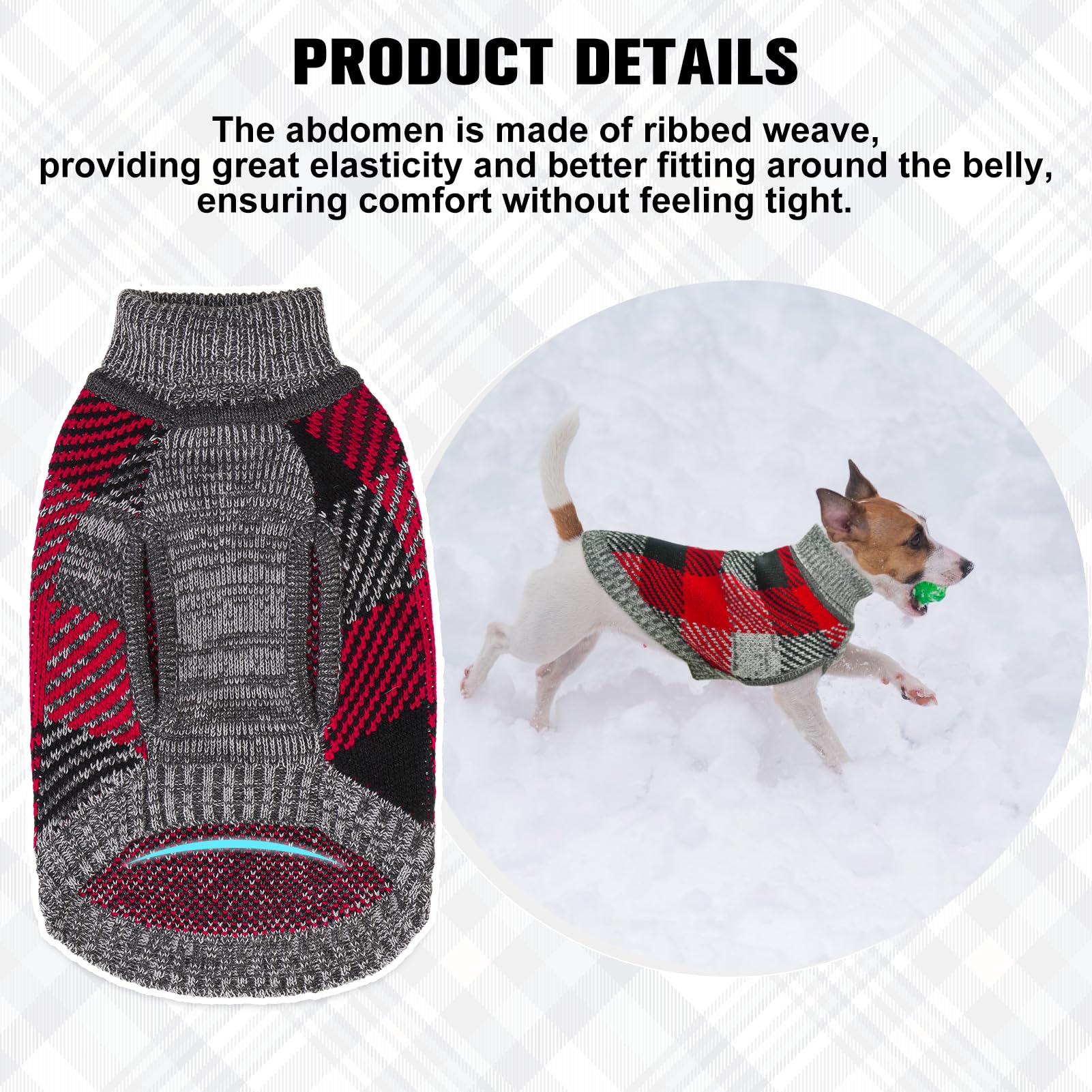 Beautyzoo Medium Dog Sweater Female Male, Fleece Dog Turtleneck Pullover Sweater, Soft Warm Cute Knitted Cat Sweater Cold Weathe