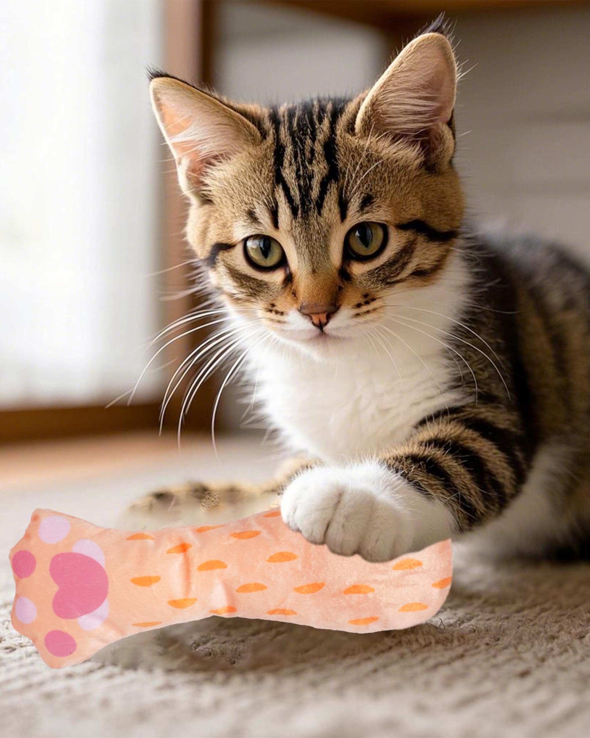 Pet Show 8 Pack Cat Kicker Toys With Catnip Crinkle Sound Toys For Indoor Cats Colorful Stuffed Kitten Paw Shape Natural Interac