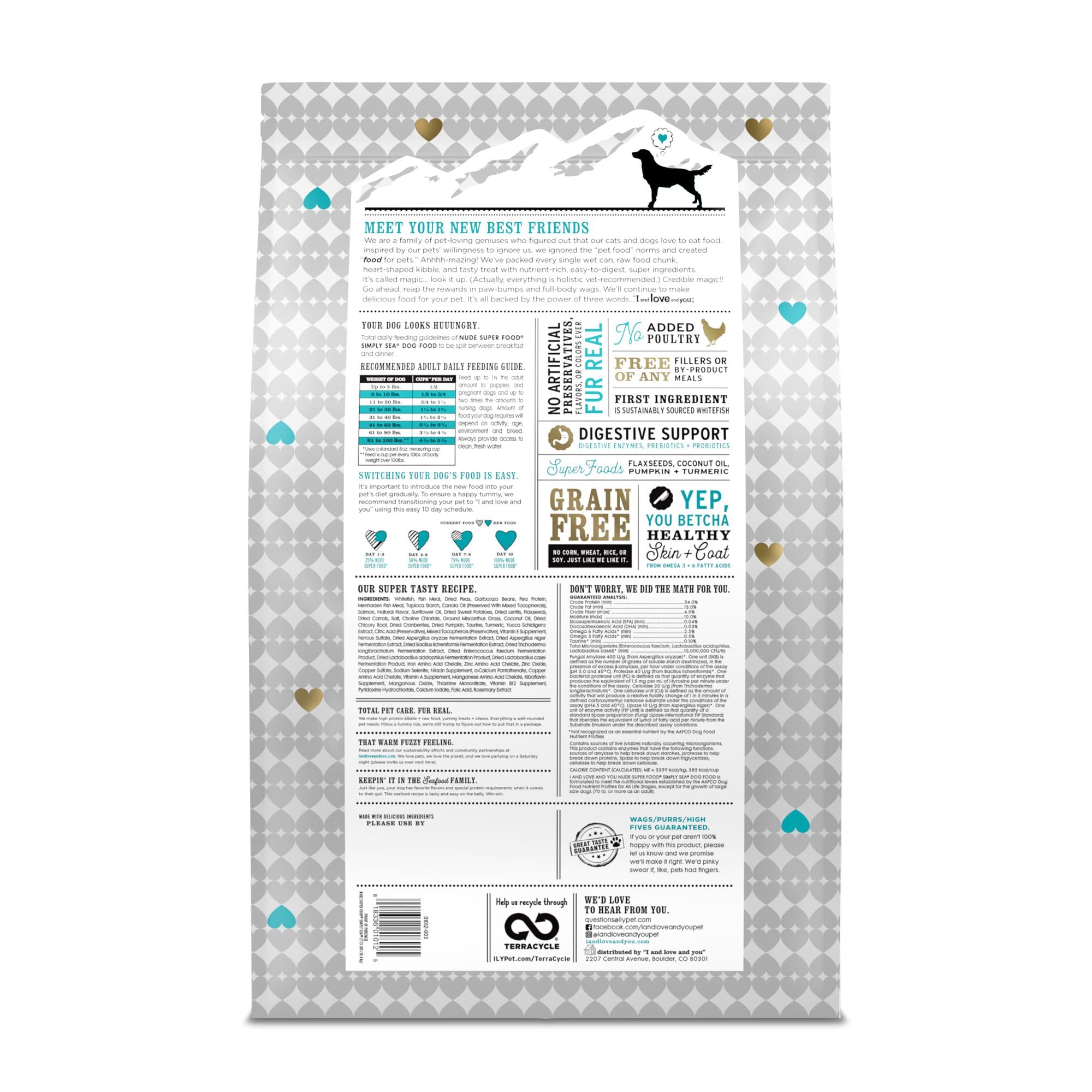 I AND LOVE AND YOU Nude Super Food Dry Dog Food - Salmon + Whitefish - Prebiotic + Probiotic, Grain Free, Real Meat, No Fillers,