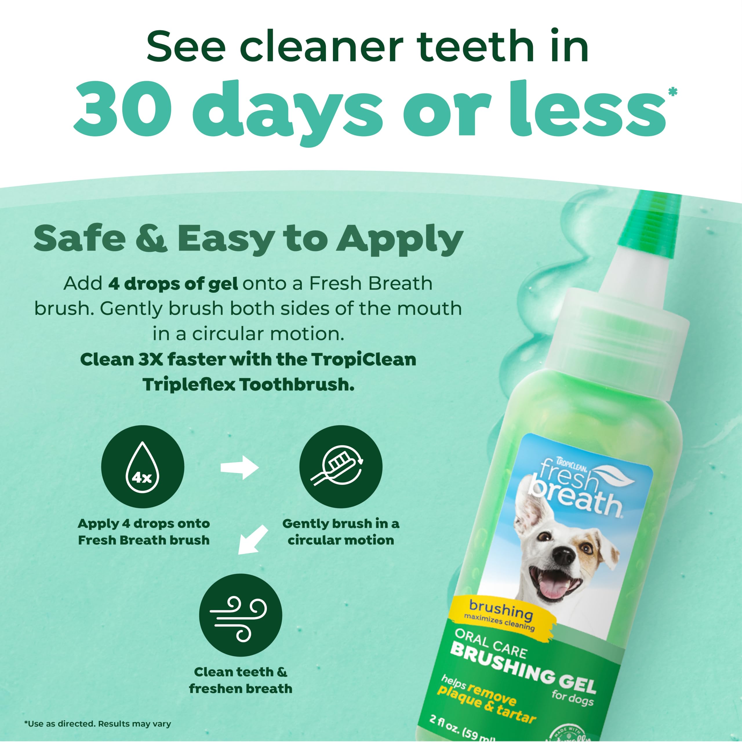 TropiClean Oral Care Brushing Gel for Dogs & Cats| Dog Toothpaste | Pet Dental Gel | Dog Teeth Cleaning Use with Pet Toothbrush