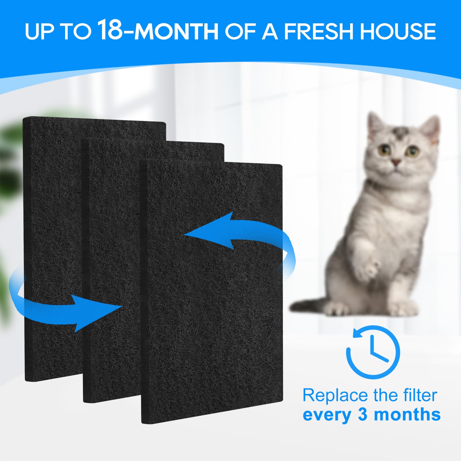 Cunina Litter Box Filter Compatible With Van Ness Large Cat Litter Box Cp6, Charcoal Filters Replacement For Hooded Cat Litter B