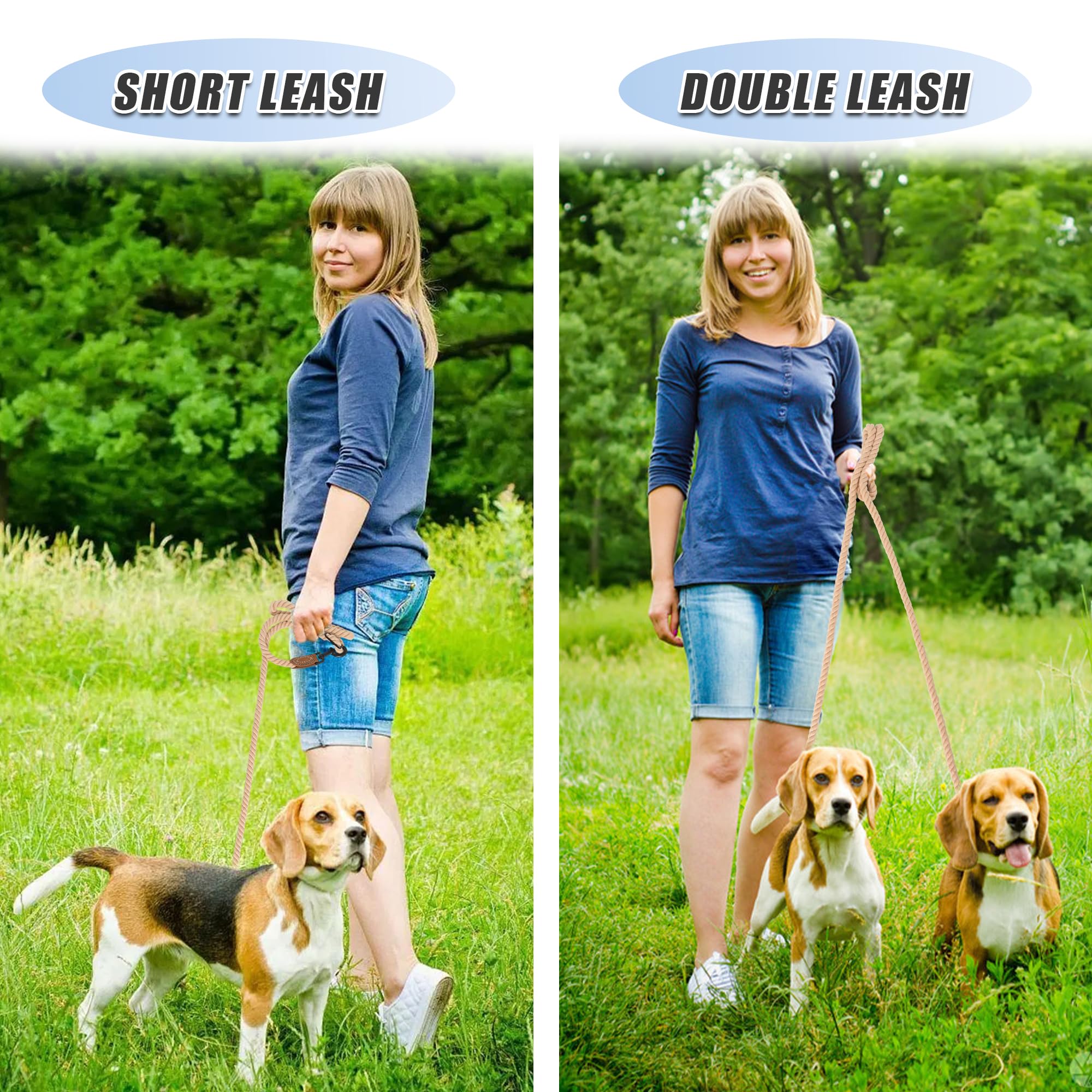 Mile High Life Hands Free Dog Leash, Crossbody Leash With Genuine Leather Connection, Multifunctional Adjustable Waist Leash Heavy Duty Slip Lead No Pull For Dog Walking Running (Light Brown, 7Ft)
