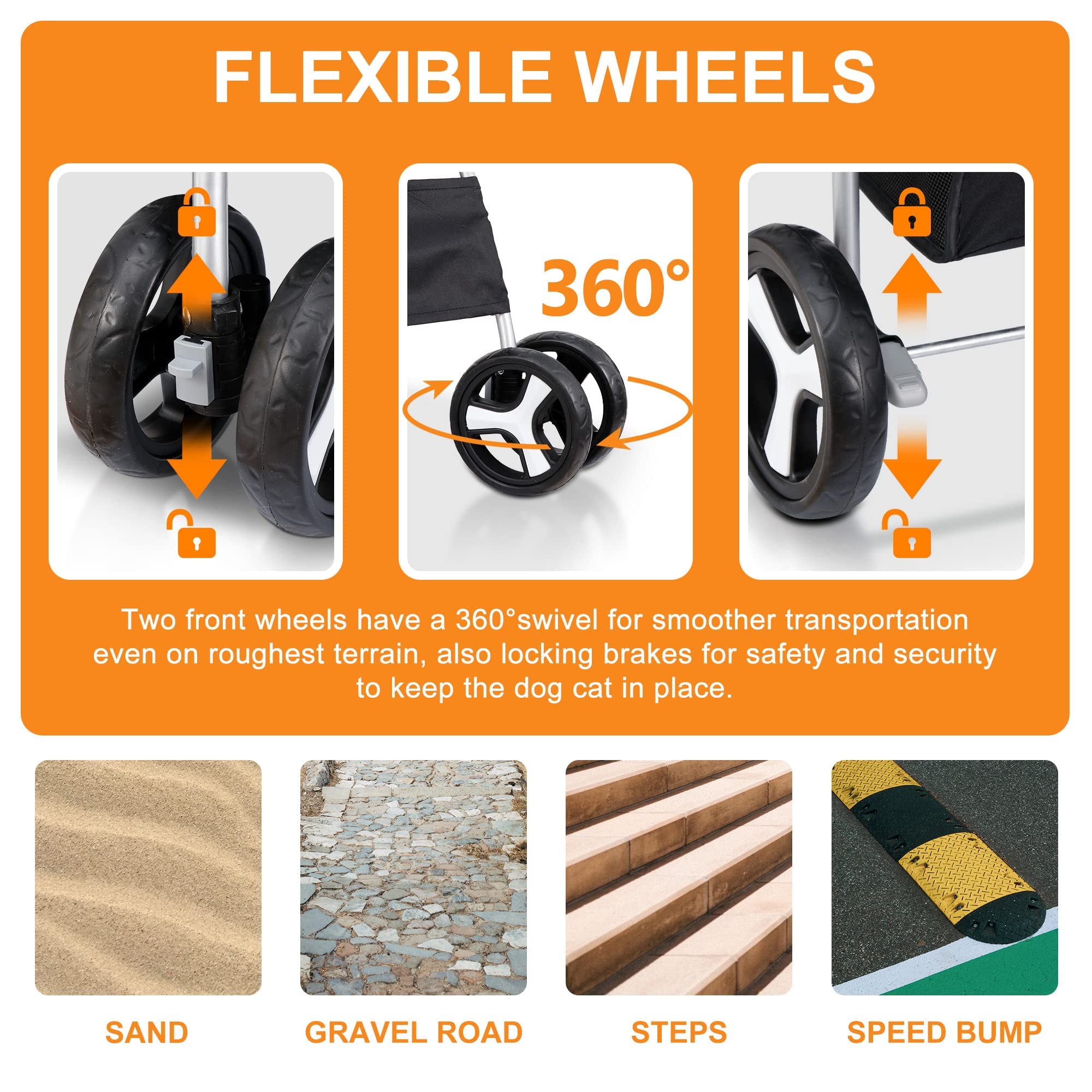 Pet Stroller 4 Wheels Dog Cat Stroller For Small Medium Dogs Cats Foldable Puppy Stroller With Storage Basket And Cup Holder