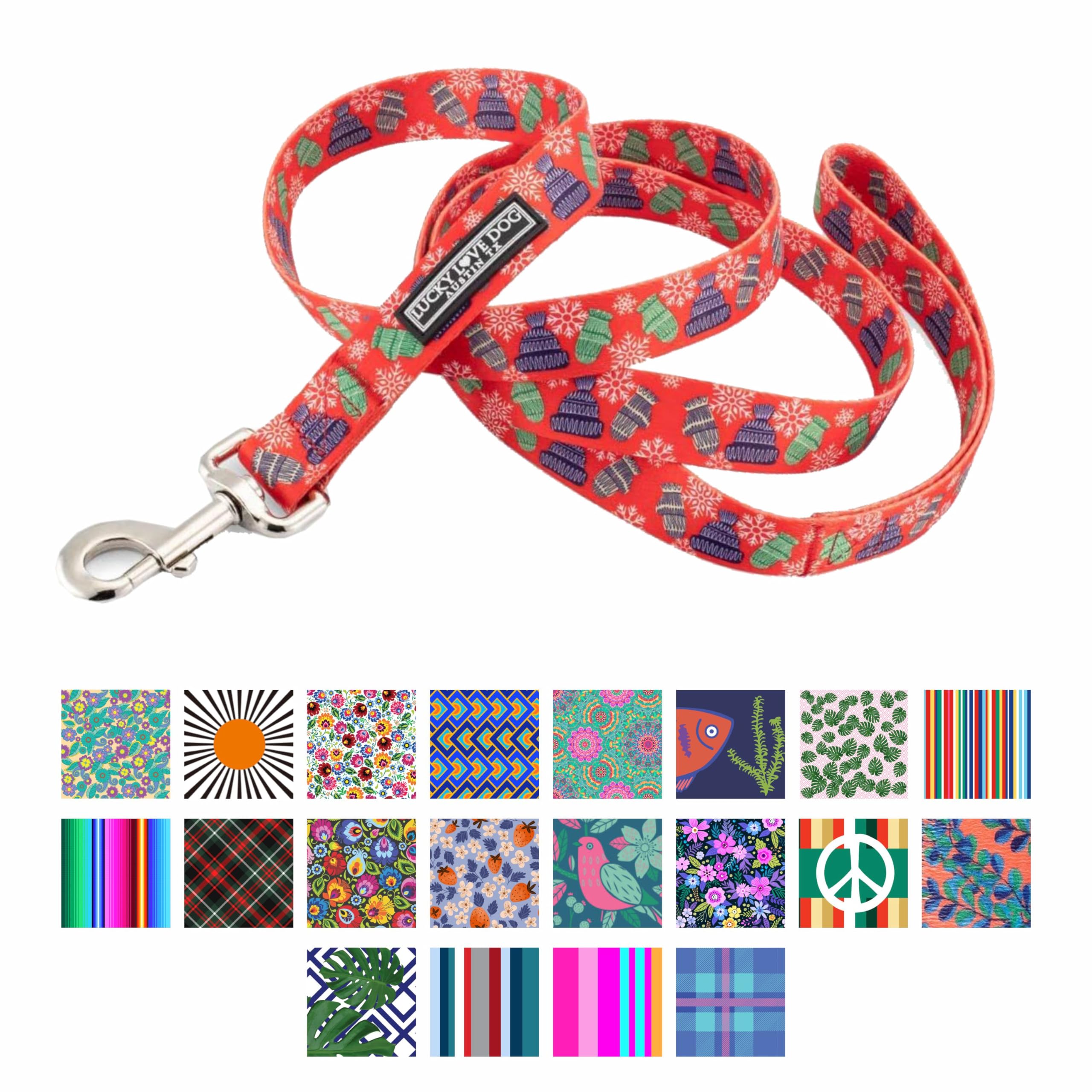 Lucky Love Dog Winter Stocking Caps And Mittens Dog Leash - Snowflakes Leash For Male And Female Dogs - Small, Chilly