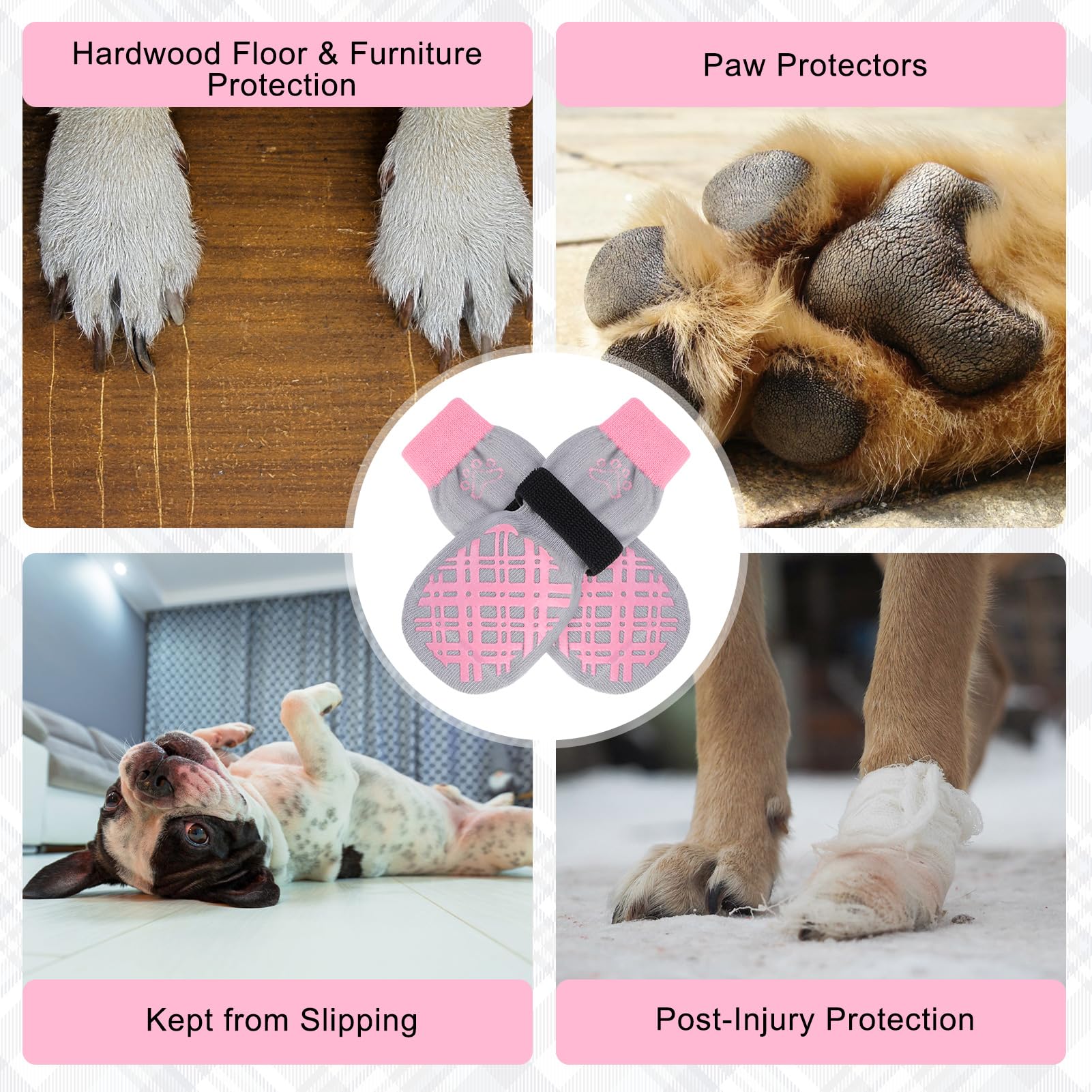 Beautyzoo Dog Socks & Boots - Prevent Licking Paws & Protect Feet On Hot Pavement & Hardwood Floors - Non-Slip, Traction Control