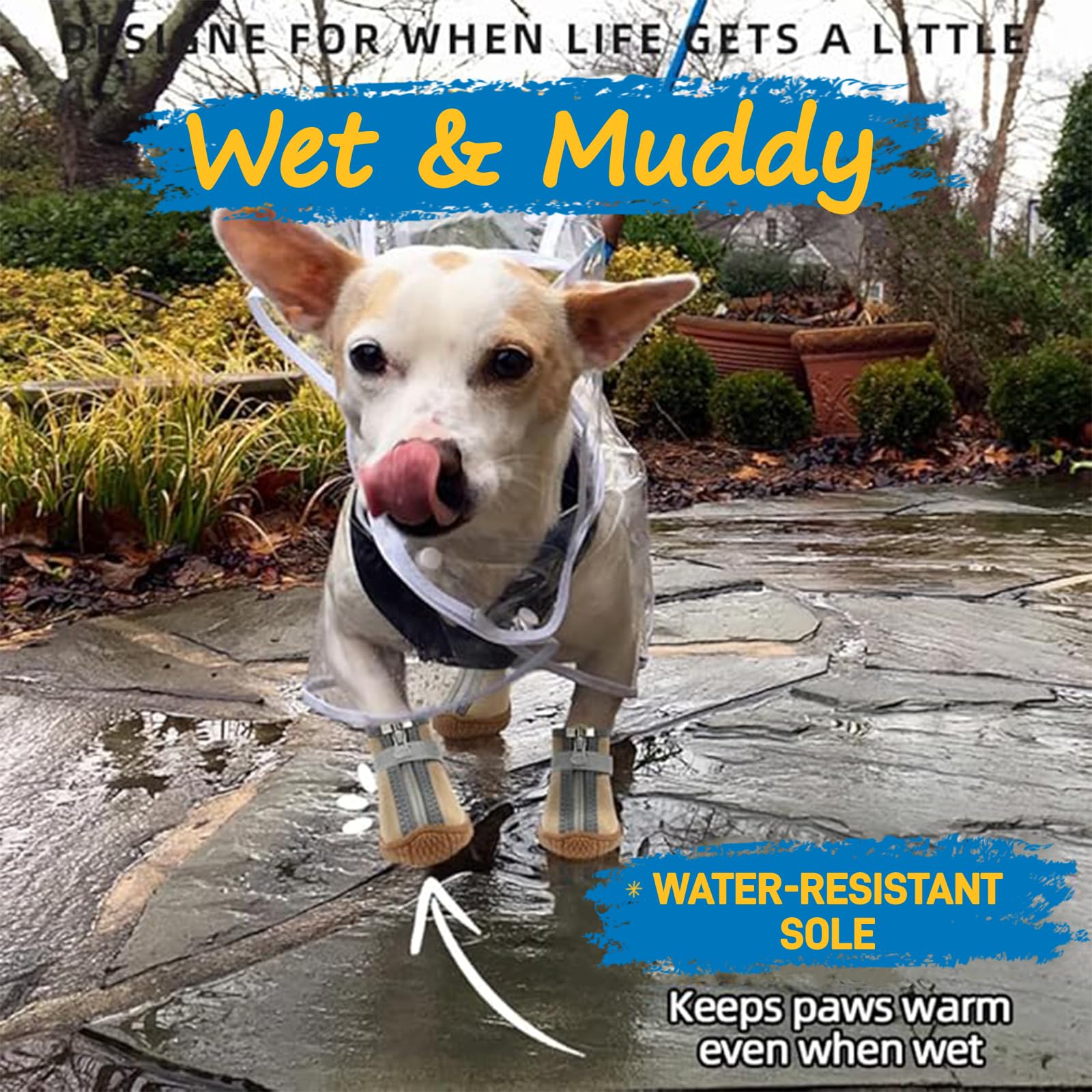 Dog Shoes For Small Dogs, Waterproof Dog Boots Paw Protector For Hot Pavement Winter Snow, Dog Booties With Reflective Strips Ru