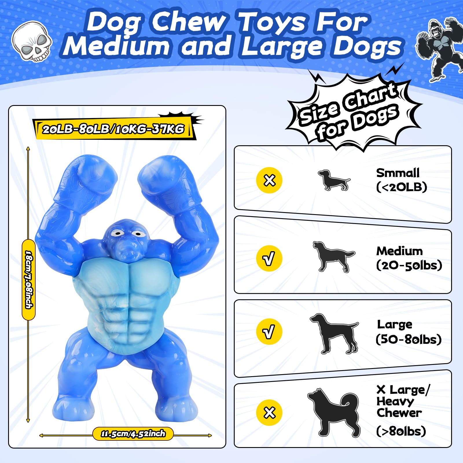 Dog Toys For Aggressive Chewers, Indestructible Chew Toys For Medium Large Breeds(20-80Lb), Durable Squeaky Tough Dog Toy To Kee