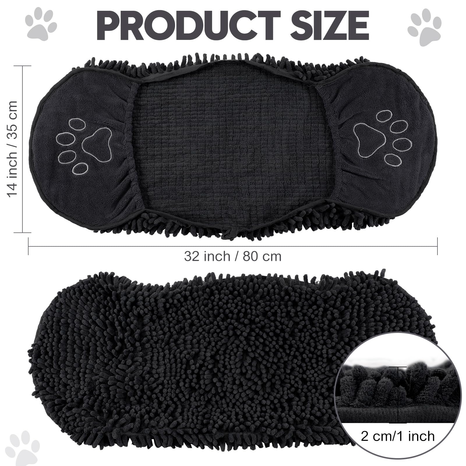 Newwiee 4 Pcs Large Dog Shammy Towel for Drying 32 x 14 in Microfiber Absorbent, Quick Drying Dog Bath Towel with Hand Pocket, M