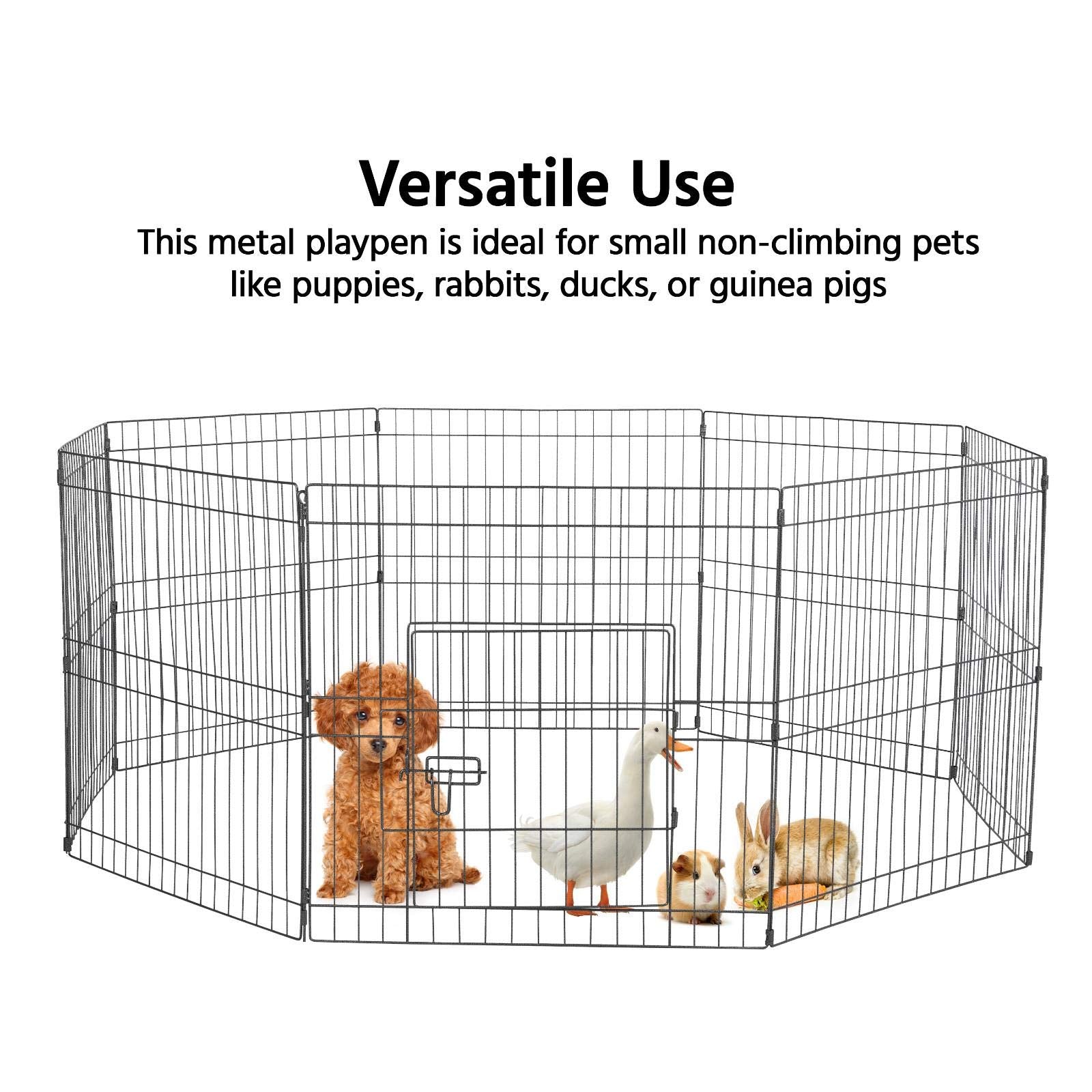 Yaheetech 24 Inch 8 Panel Heavy Duty Foldable Dog Pen - Outdoor & Indoor - Metal Dog Pen Dog Exercise Pen Barrier Kennel Portable Cat Duck Chicken Puppy Fence With Door Black