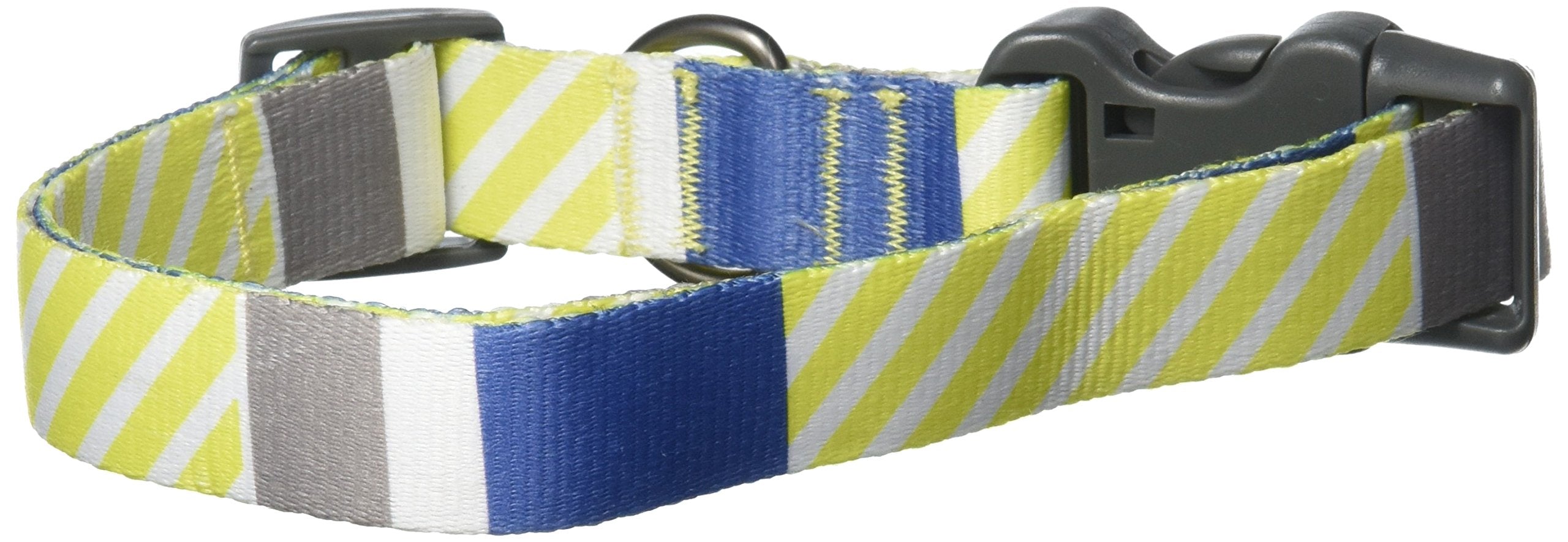 Bow & Arrow Pet Dog Collar, Nautical Stripe Adjustable Dog Collar, Large, 1-1/4 Inches Wide, 17-25 Inches Long, Indigo