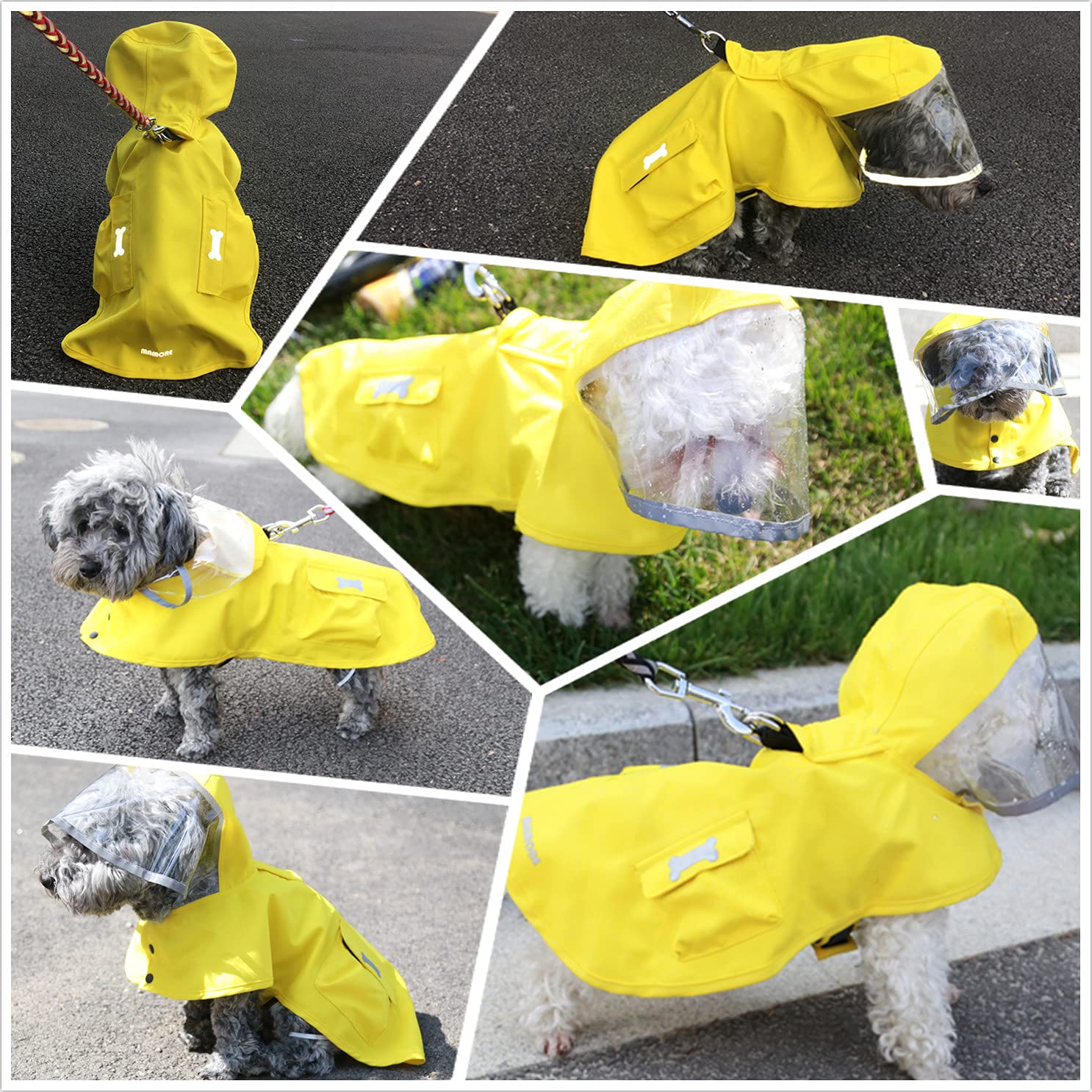Dog Waterproof Raincoat With Poncho Hoodie, High Reflective Adjustable Yellow Pet Rain Jacket With Leash Hole For Small Medium And Large Dogs (Yellow, Small)