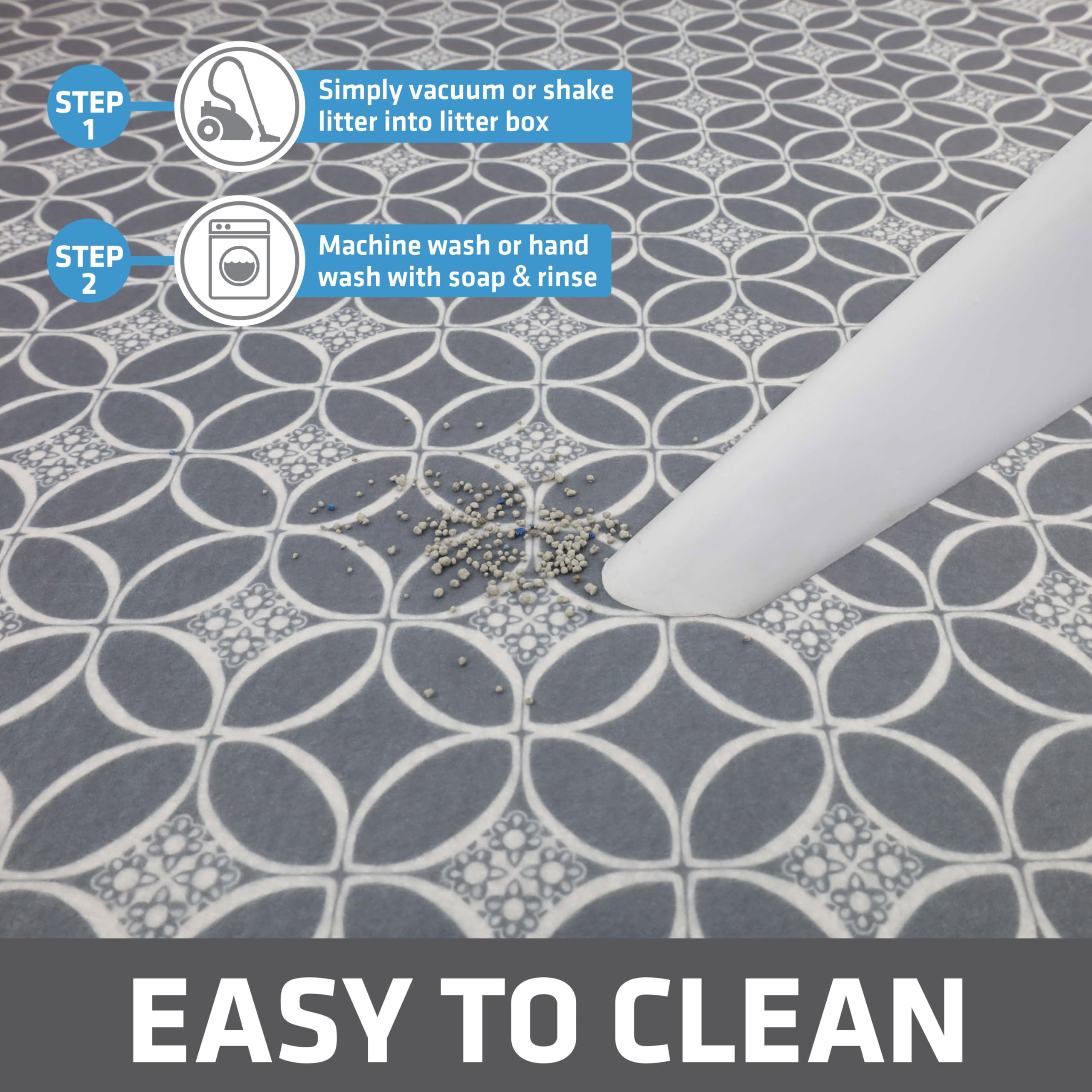 Drymate Original Cat Litter Mat, Contains Mess From Box, Protects Floors, Urine-Proof, Machine Washable, Soft On Kitty Paws, Absorbent, Waterproof (Usa Made, Recycled Content) (29”X36”)(Indigo Grey)