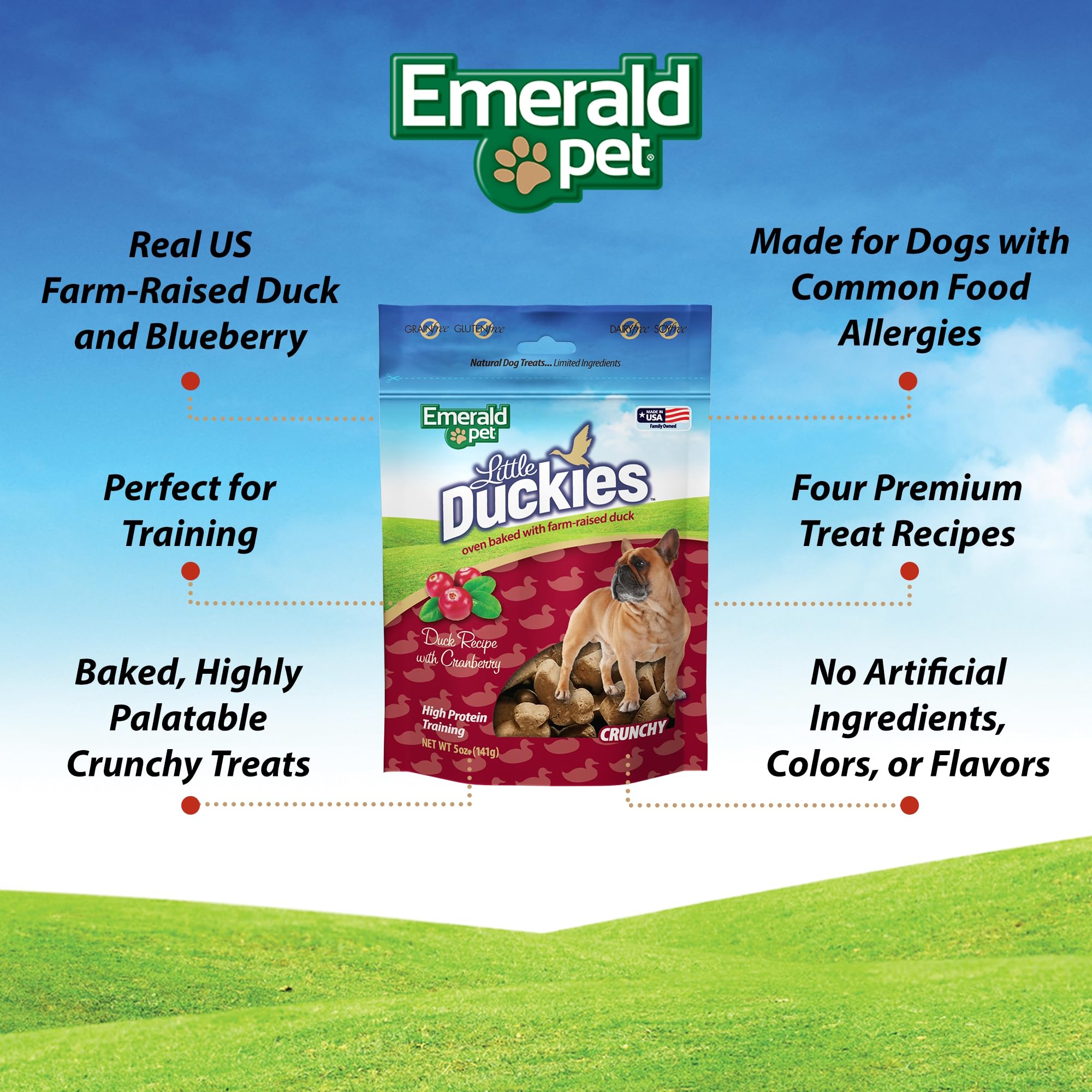 Emerald Pet Little Duckies Dog Treats with Duck and Cranberry