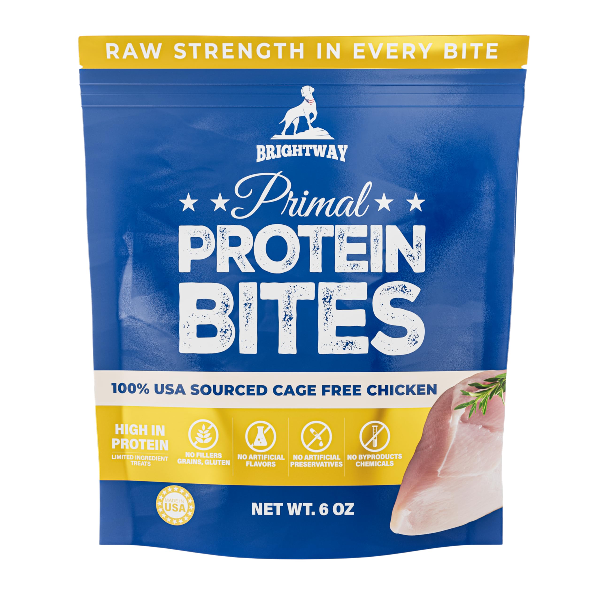Brightway Pets Primal Protein Bites - Freeze Dried Raw Chicken Dog Treats | High Protein, Cage-Free Chicken & Liver | Made in US