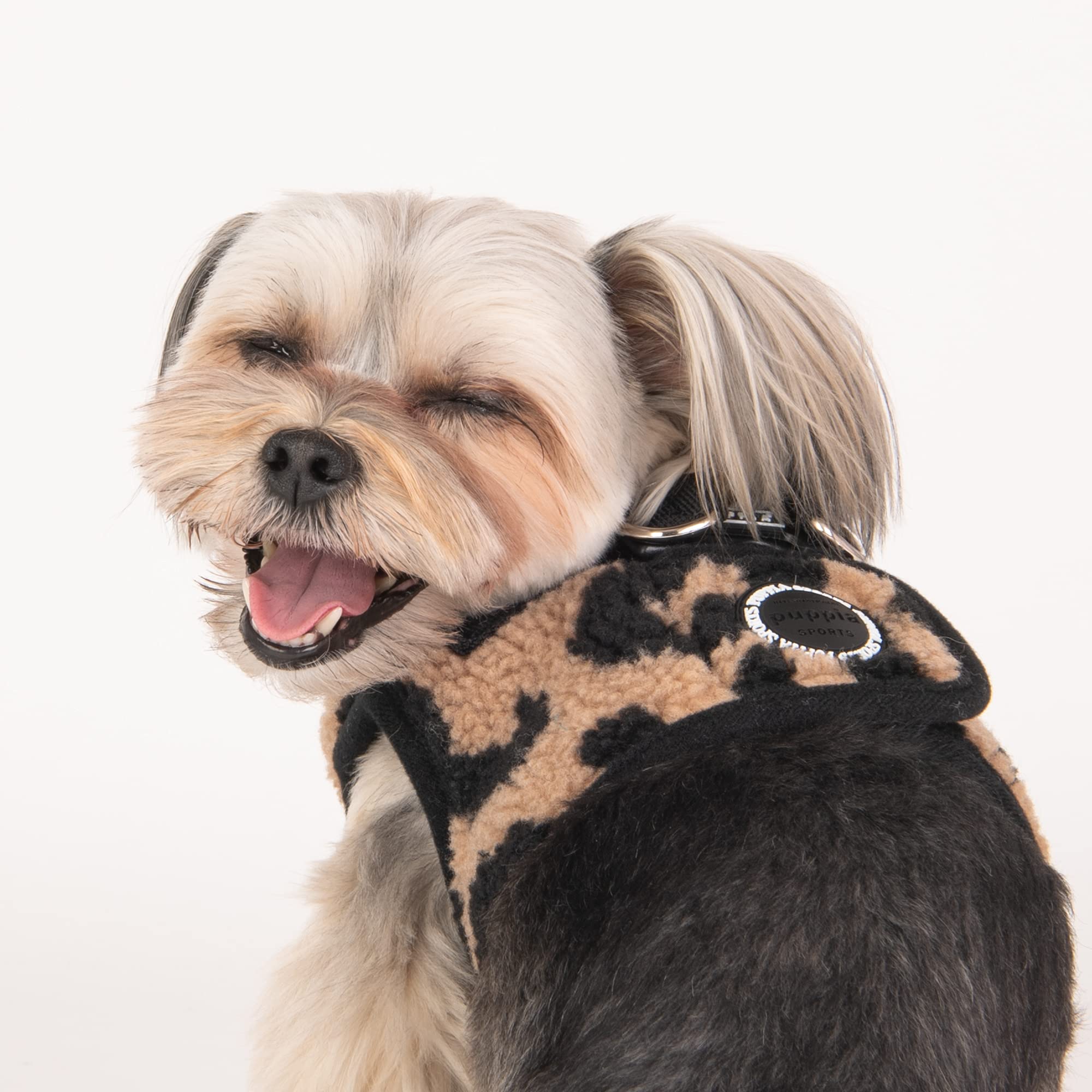 Puppia Serval Vest Dog Harness Step-In Warm Winter Leopard Pattern For Small And Medium Dog, Beige, Small