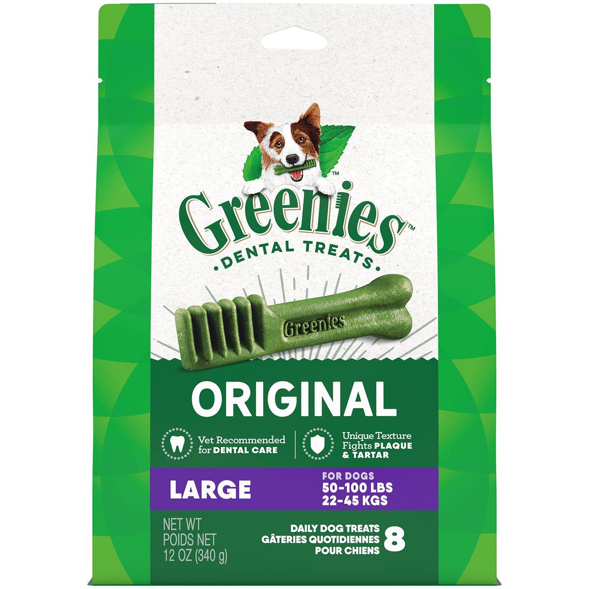 Greenies Original Large Natural Dental Care Dog Treats, 12 Oz. Pack (8 Treats)