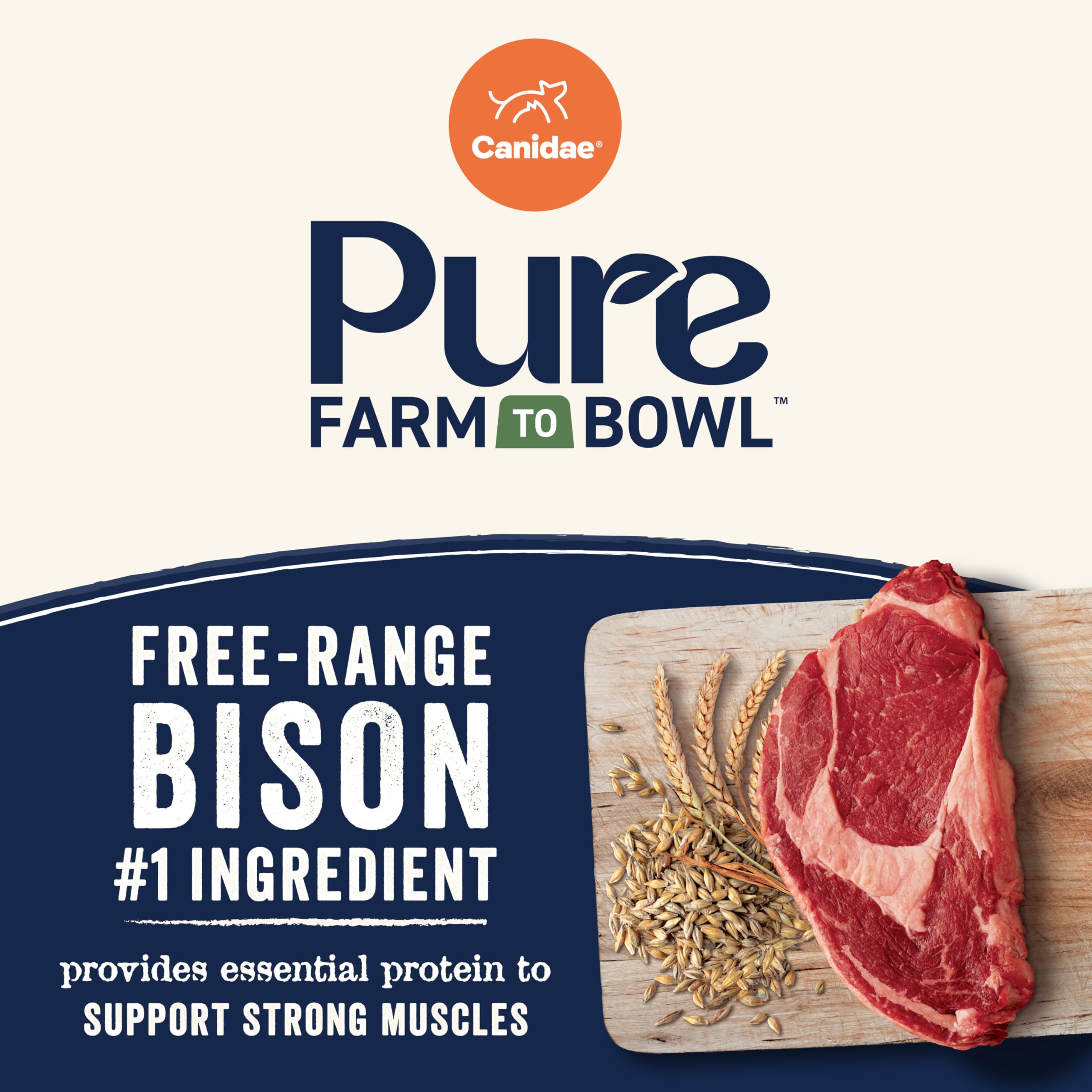 Canidae Pure Farm to Bowl Free-Range Bison & Barley Dog Food, Adult, 4lb