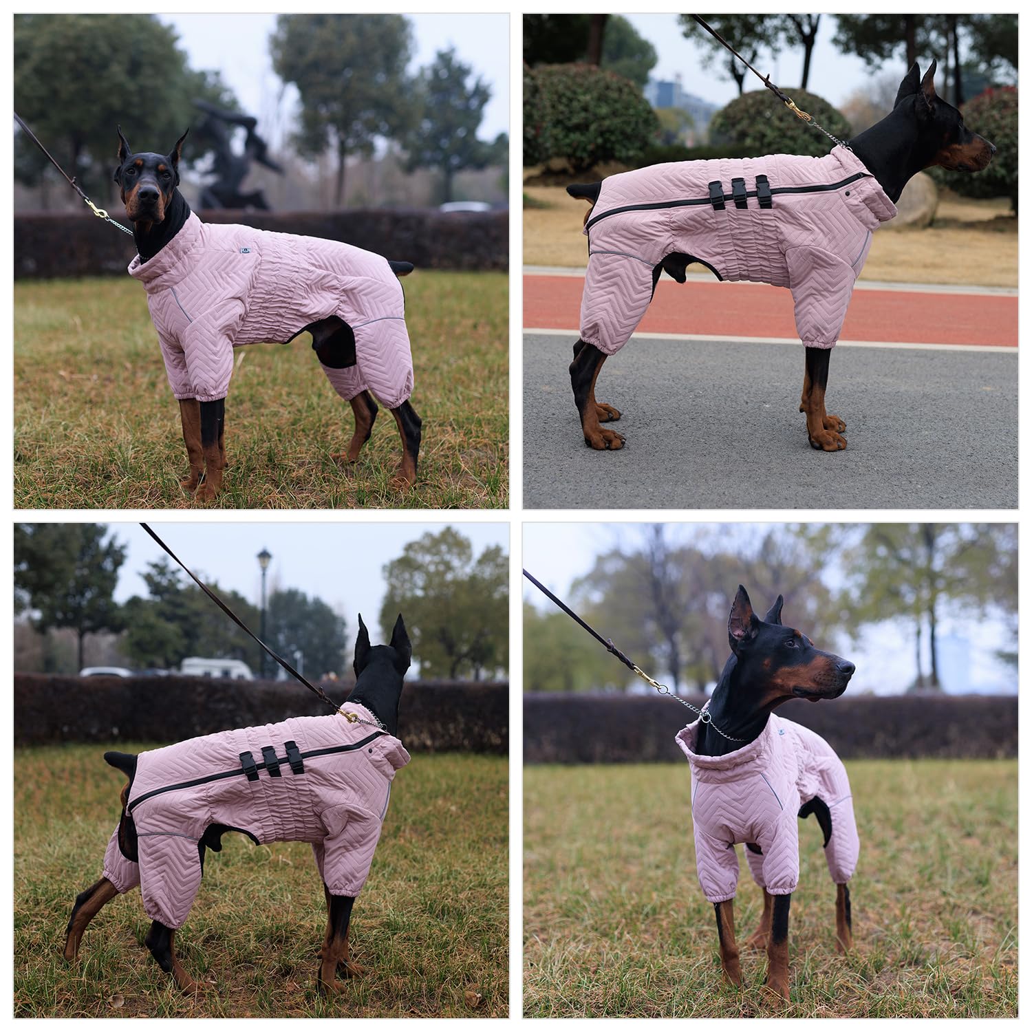 Lotus Warm Dog Coat, Double Layers, Windproof, Waterproof, Reflective, Pink, Small To Large Sizes