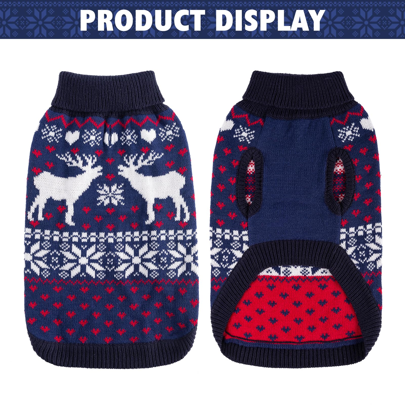 Scenereal Dog Girls Boys Sweater, Turtleneck Pullover Winter Dog Clothes - Christmas Outfit, Knitwear For Dachshund, Yorkie, Chi
