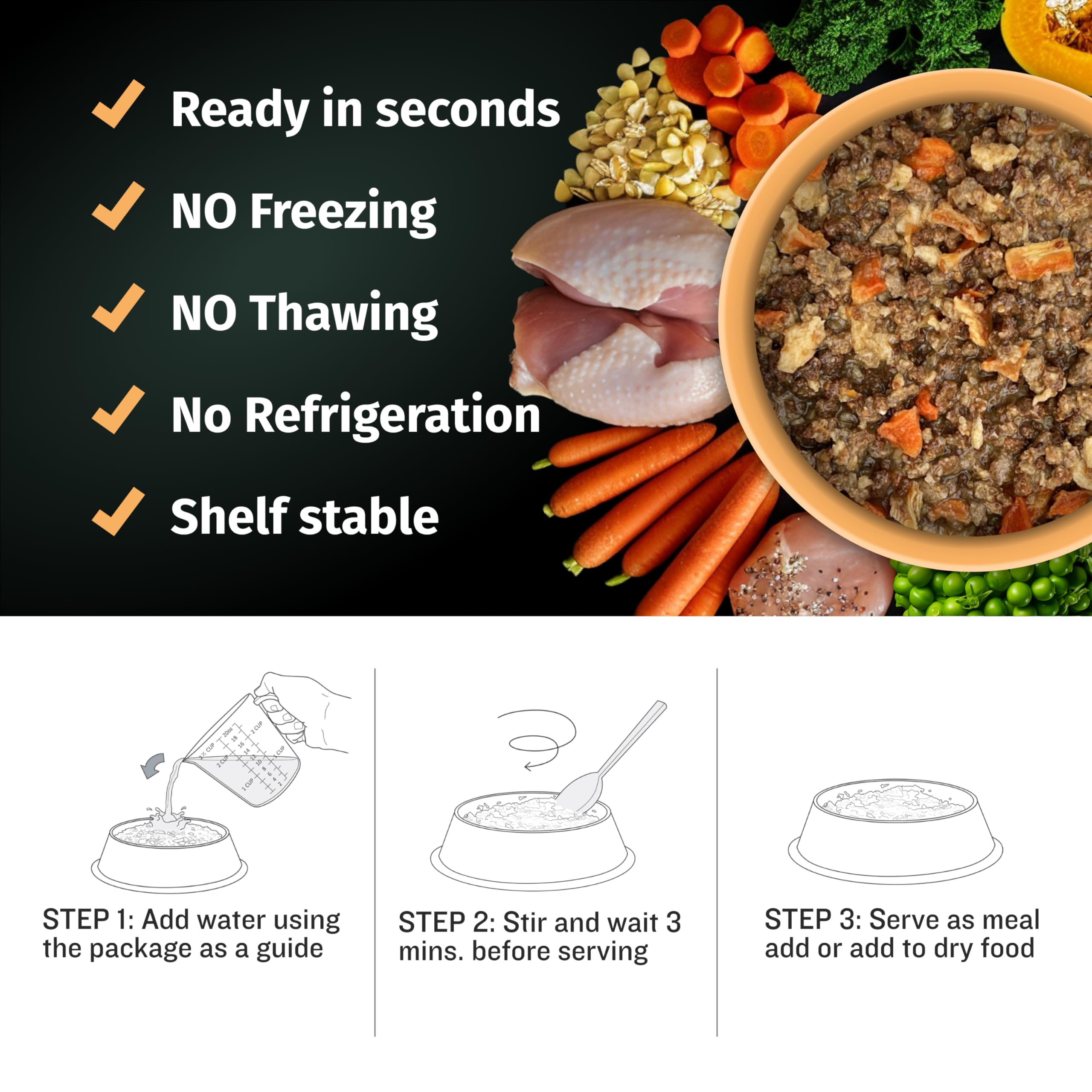 Bully Max Wet Puppy Food - Instant Fresh Dehydrated High Protein Soft Dog Food with Chicken - Healthy Growth for Small & Large B