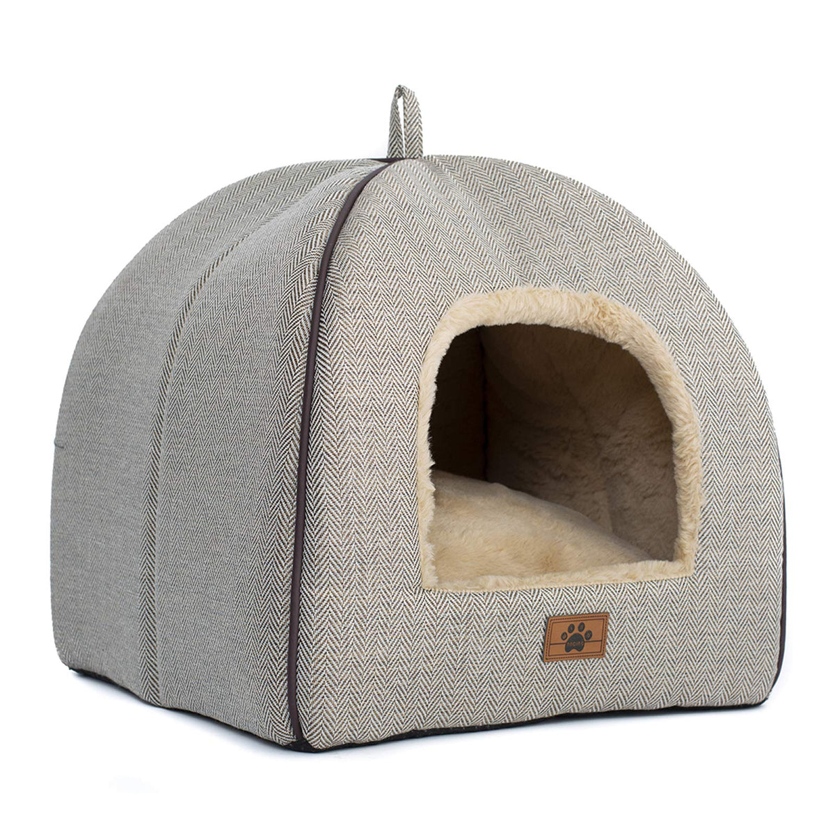 Windracing Cat Bed For Indoor Cats - Cat Cave Bed Cat House Cat Tent With Removable Washable Cushioned Pillow, Soft And Self Warming Kitten Beds,Cat Beds & Furniture, Pet Bed (Large, Beige)