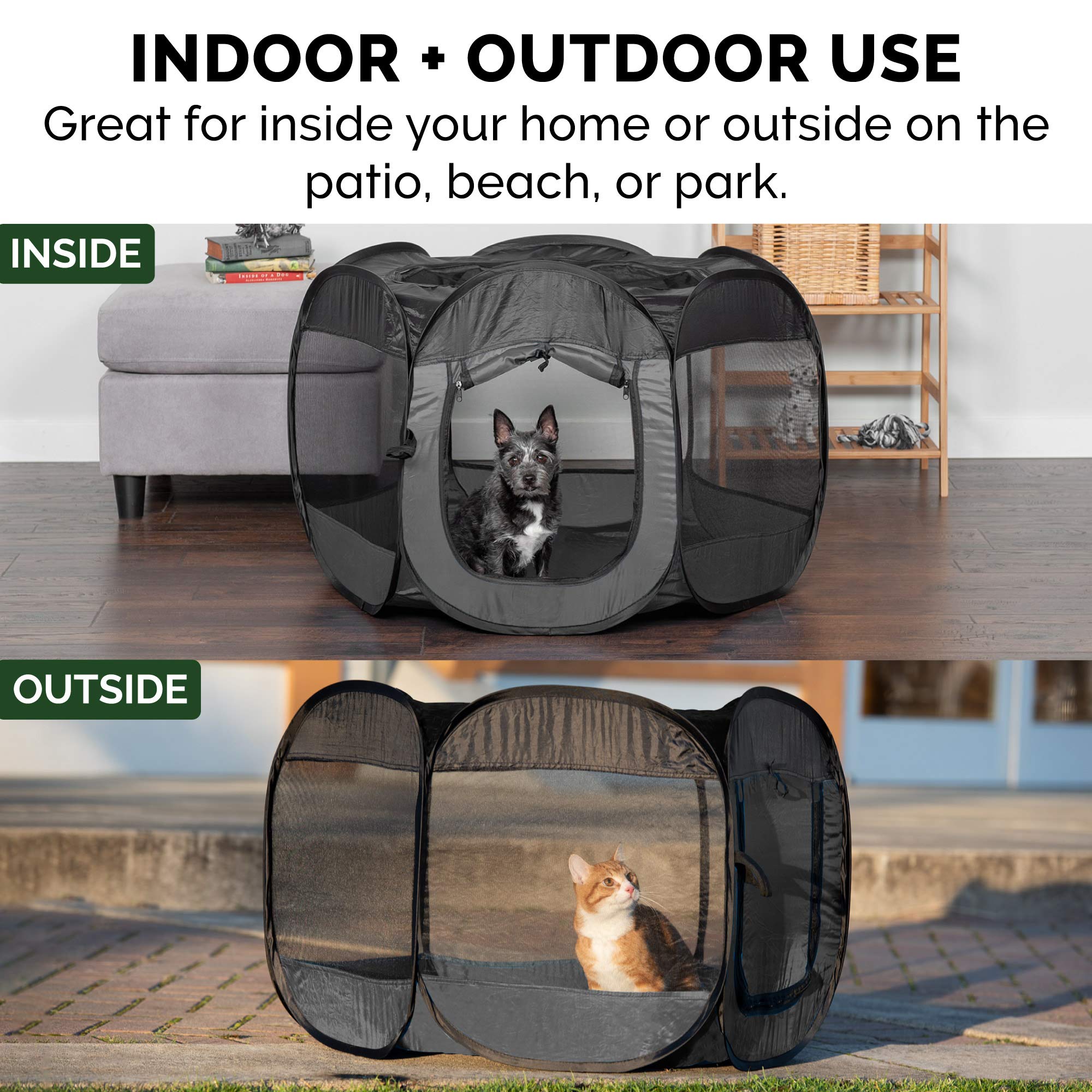 Furhaven Portable Dog Playpen Cat Tent, Pet Playground/Kennel Foldable Indoor Outdoor Zippered Puppy Crate - Gray, Extra Large