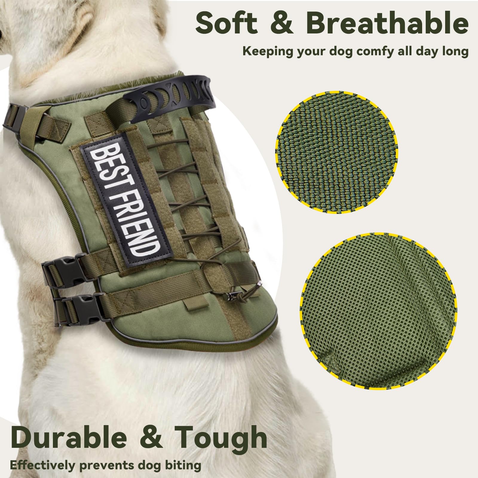 Xihan Tactical Dog Harness for Small Dogs,No Pull Dog Harness and Leash Set,Patches,Reflective Function,Dog Vest Harness for Tra