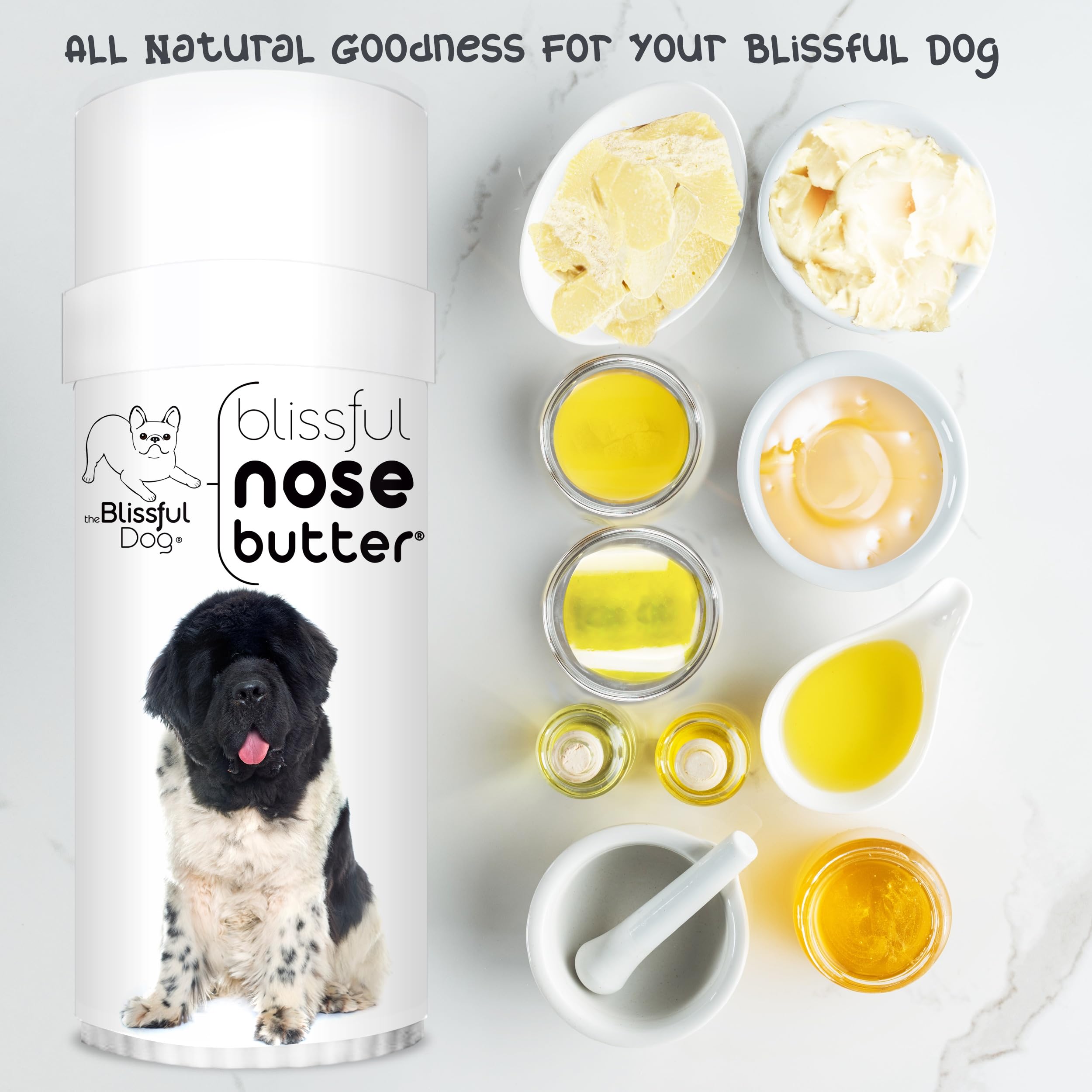 The Blissful Dog Landseer Newfoundland Nose Butter, Versatile Dog Nose Balm for Dry Nose, Handcrafted Nose Moisturizer, Easy-to-