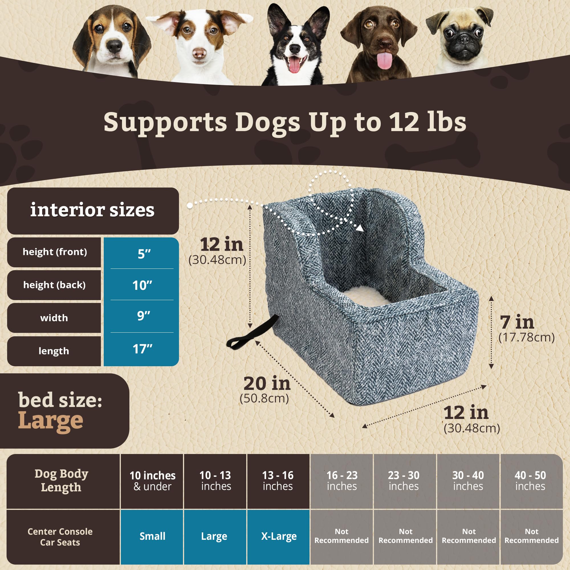 Snoozer Luxury High Back Console Pet Car Seat - Show Dog Collection, Large - Palmer Indigo