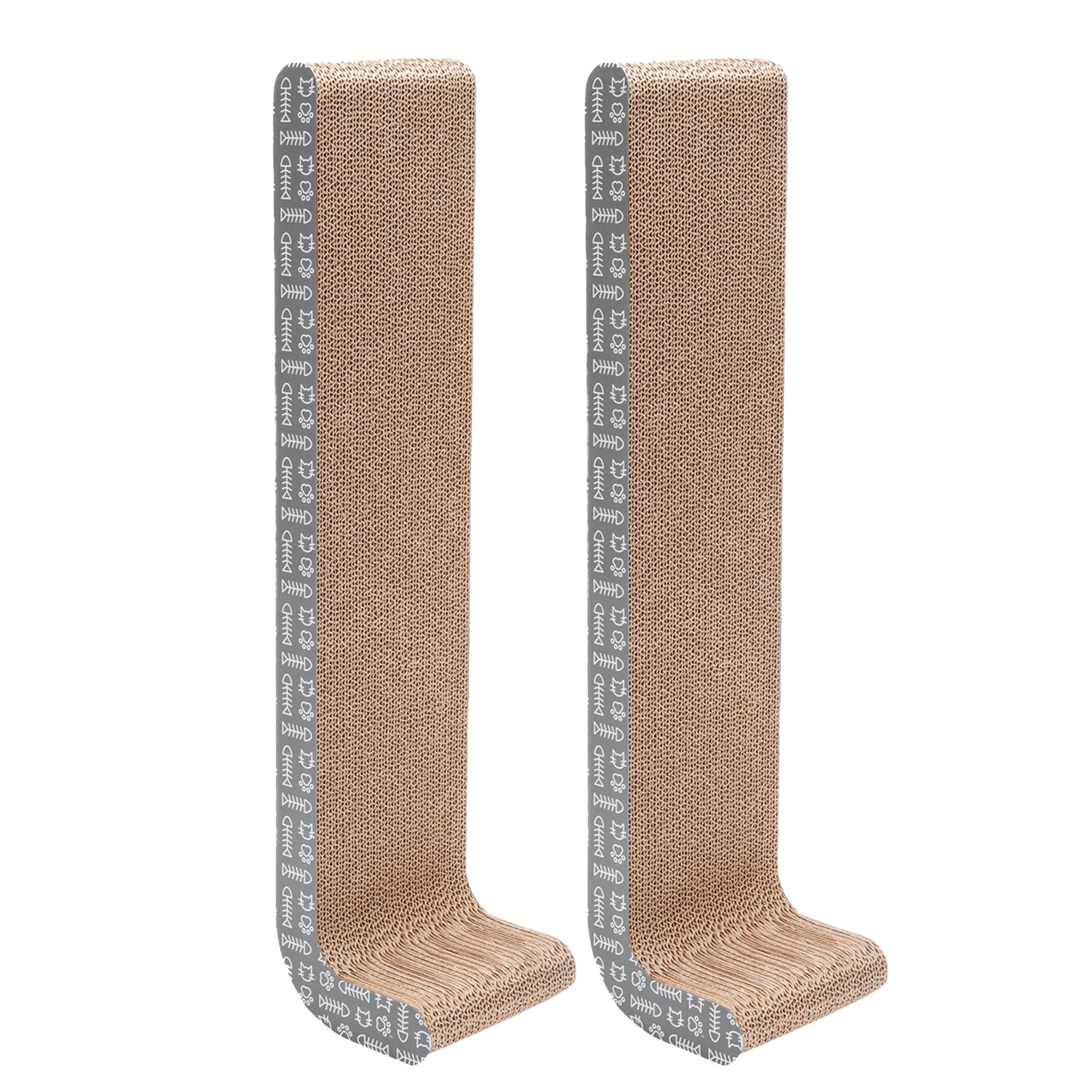 Furhaven 2-Pack Scratching Boards w/ Catnip & Wall-Mounting Hooks for Indoor Cats, Reversible - Wall-Mounted Corrugated Cat Scra