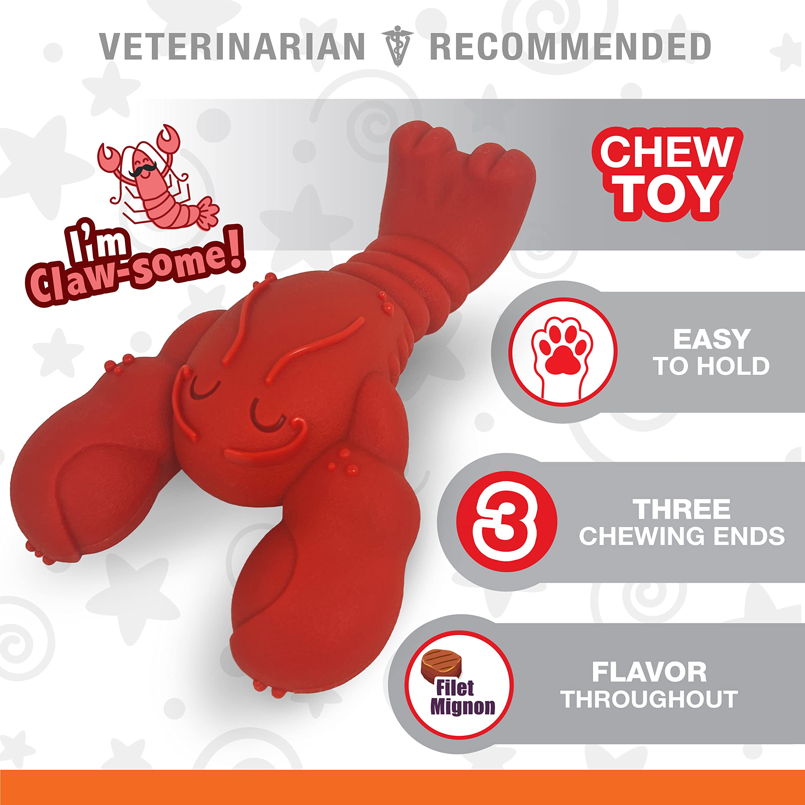 Nylabone Lobster Power Chew Toy For Dogs, Dog Toys For Aggressive Chewers, Filet Mignon Flavor, X-Large - 50+ Lbs, 1 Count
