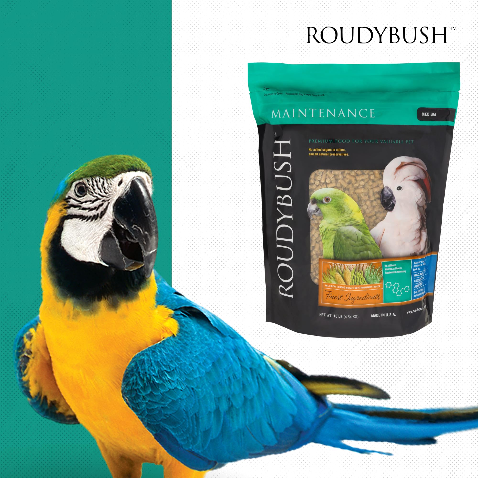 RoudyBush Daily Maintenance Bird Food, Medium, 10-Pound (Packaging May Vary)