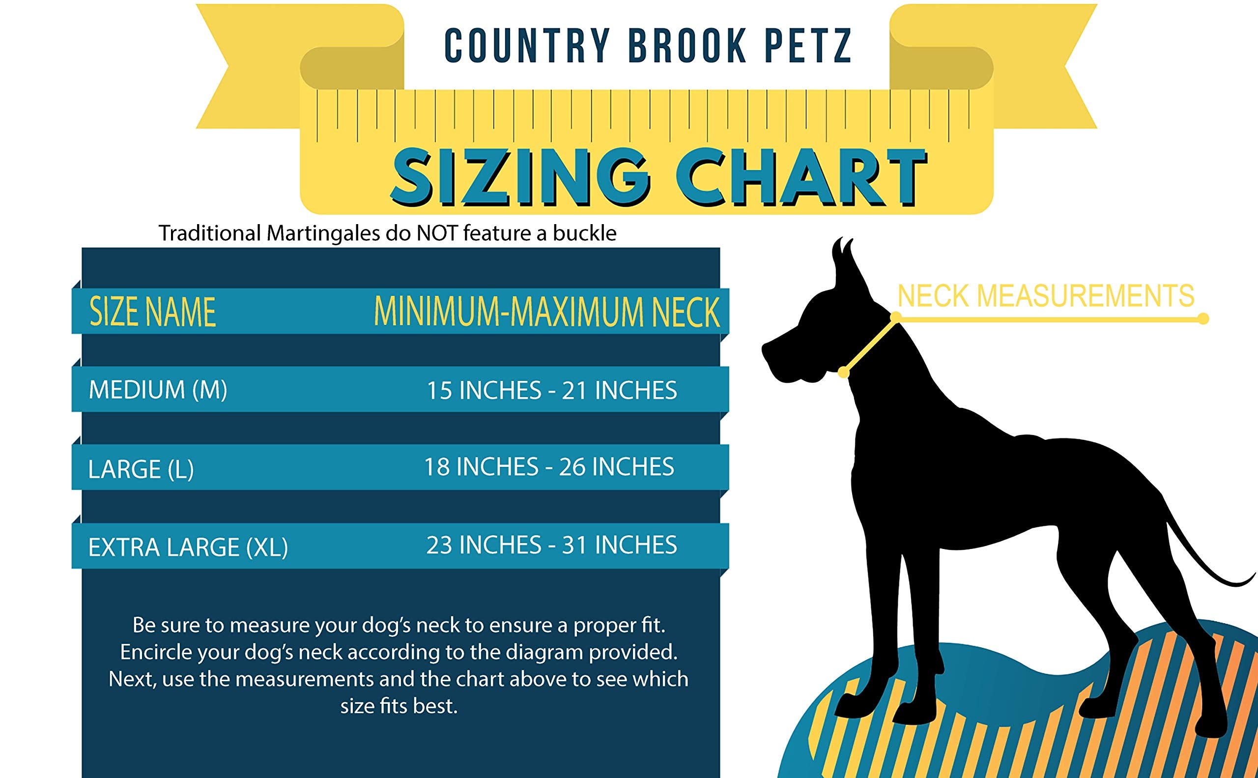 Country Brook Petz - Vibrant 15 Color Selection - Martingale Heavyduty Nylon Dog Collar (Large, 1 1/2 Inch Wide, Black)