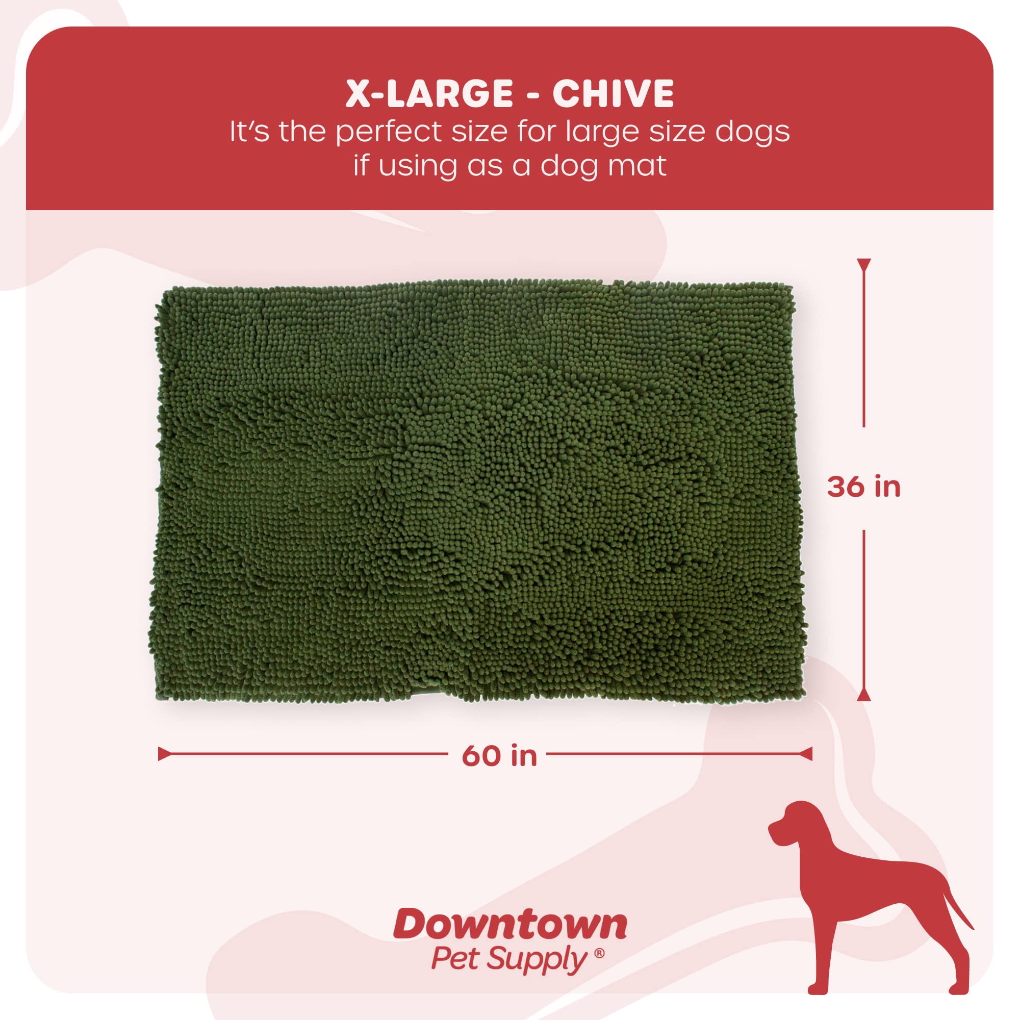 My Doggy Place - Microfiber Door Mat - Soft And Plush Pet Mat For Every Room Of The House - Dirt And Water Absorbent Mat - Washer & Dryer Safe Non-Slip Mat - Chive Runner Rug - 60 X 36 In