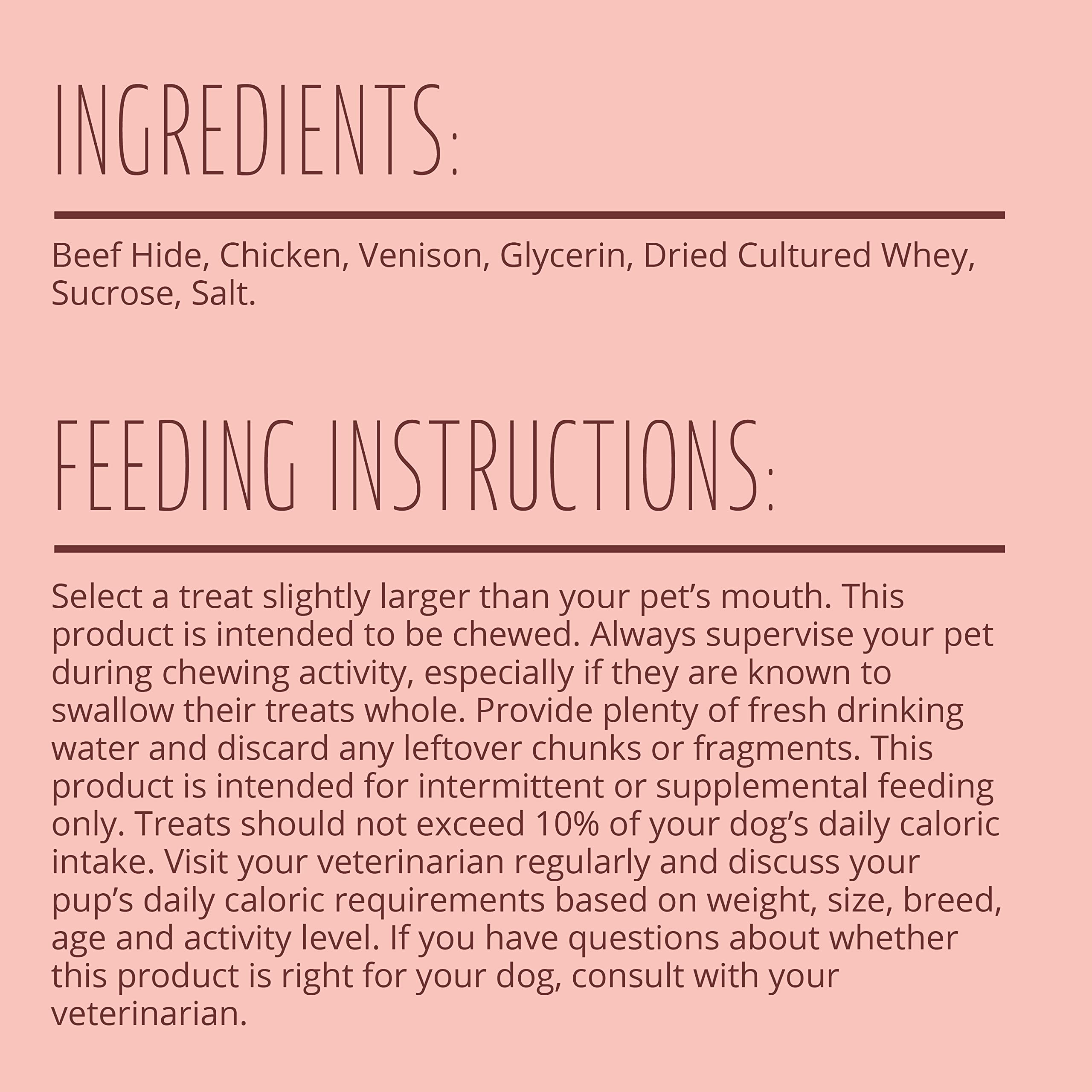 Better Belly Digestible Rawhide Small Rolls with Real Venison for Dogs, 6 Count, 4.2 OZ